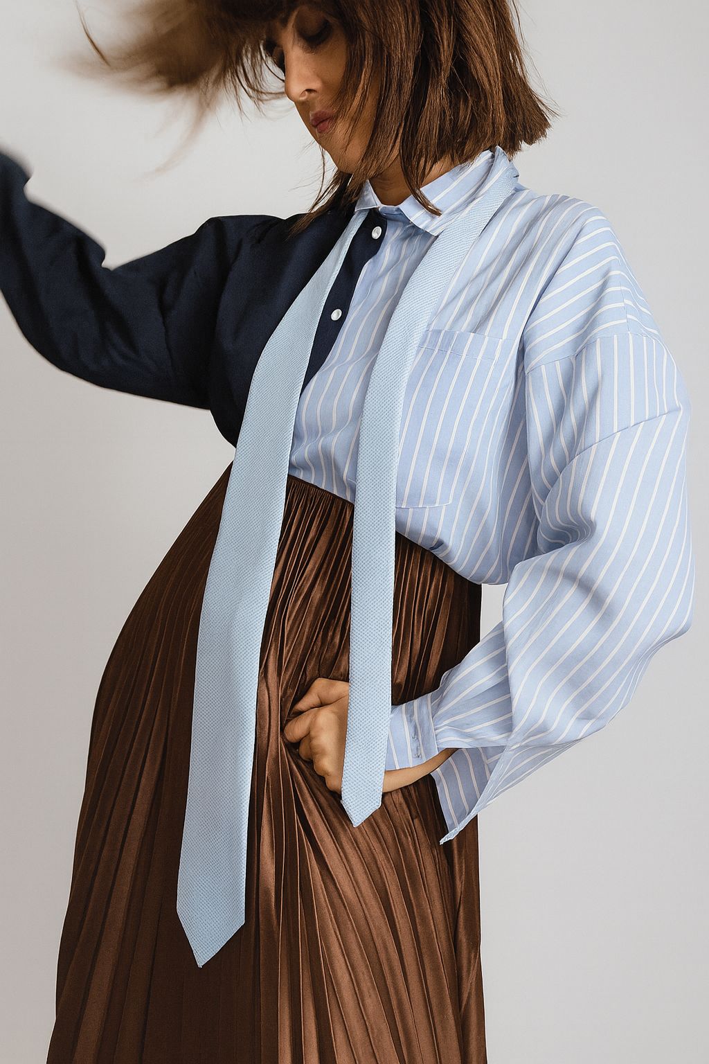 Gonna Plissettata Marrone