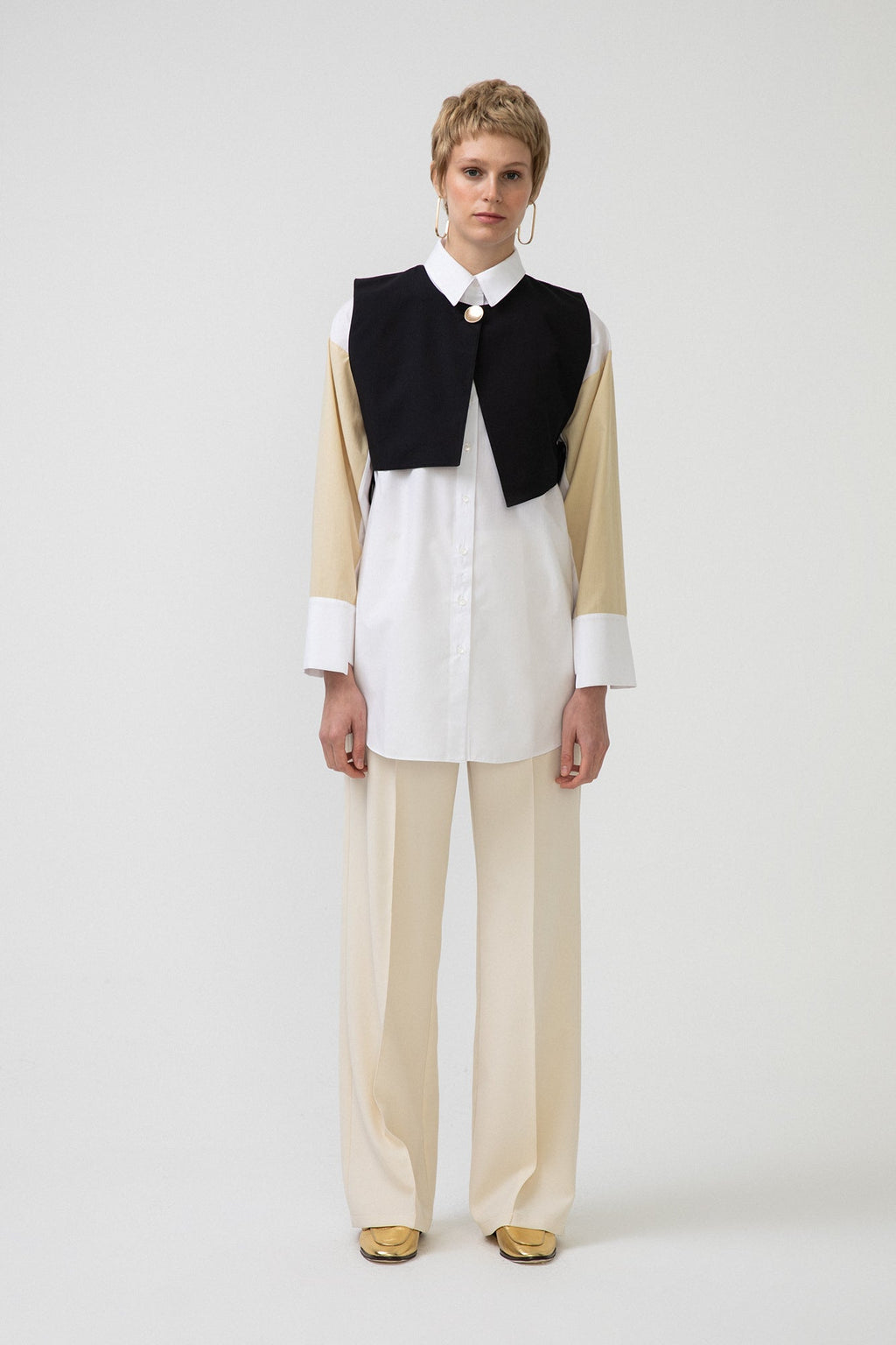 Camicia in popeline con gilet rimovibile