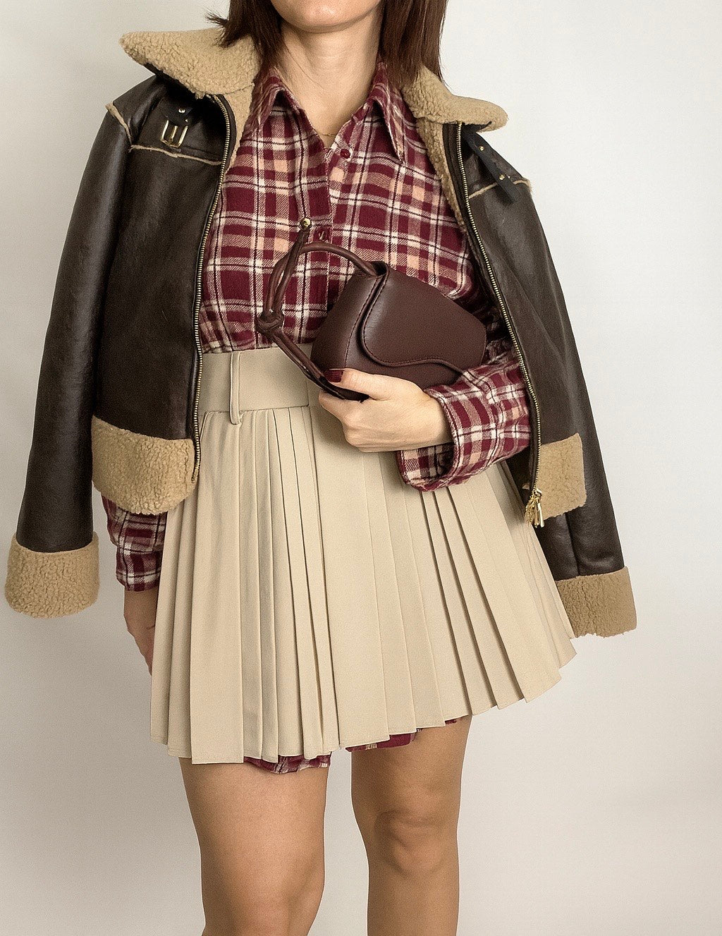 Minigonna Plissettata beige