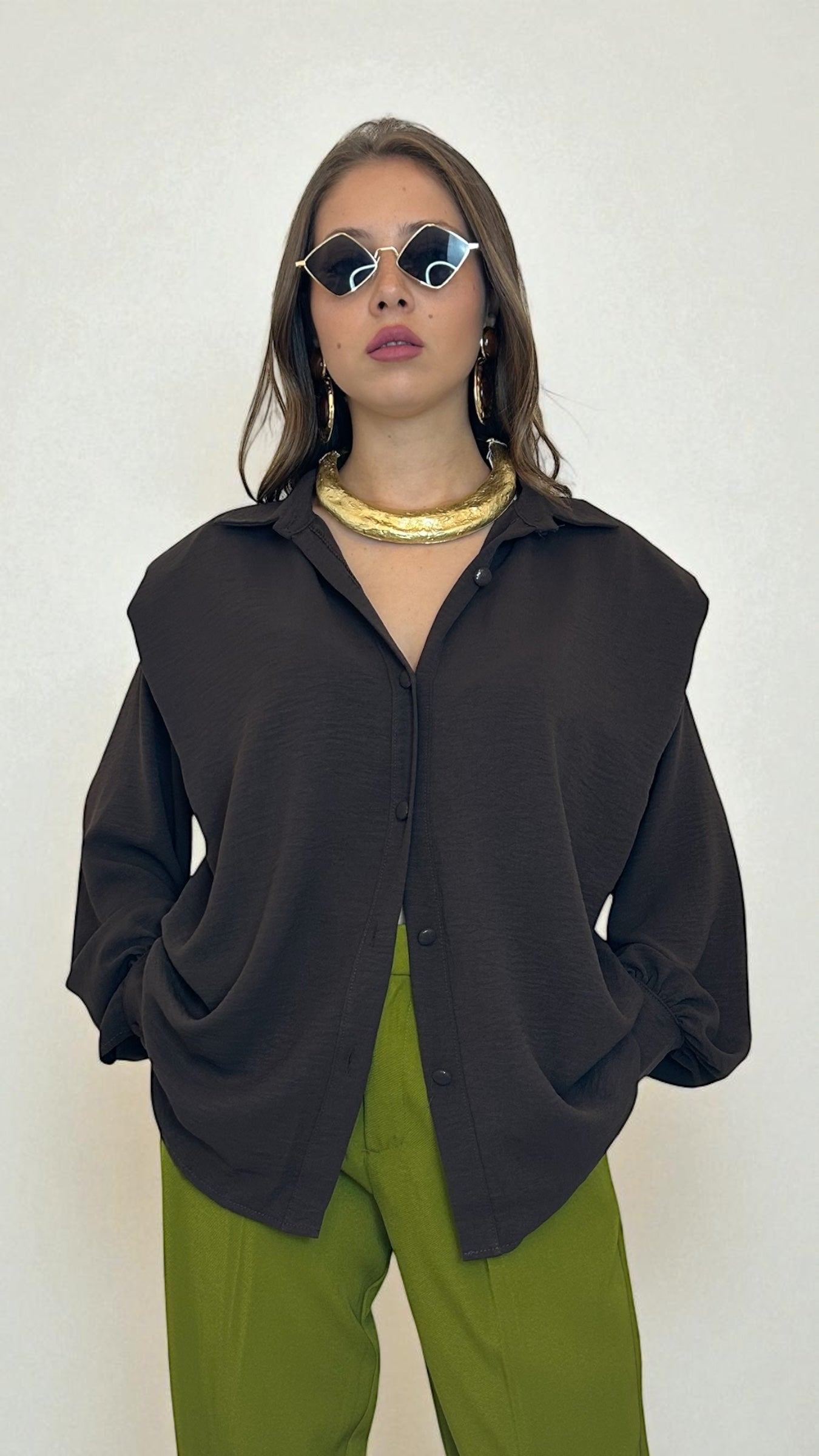 Camicia con spalline Marrone