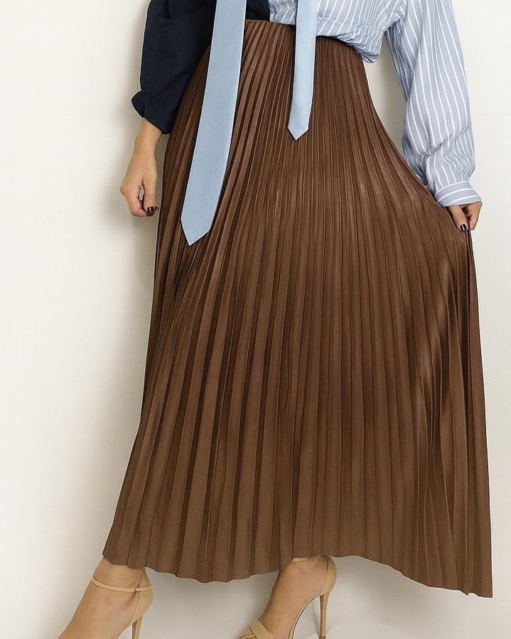 Gonna Plissettata Marrone