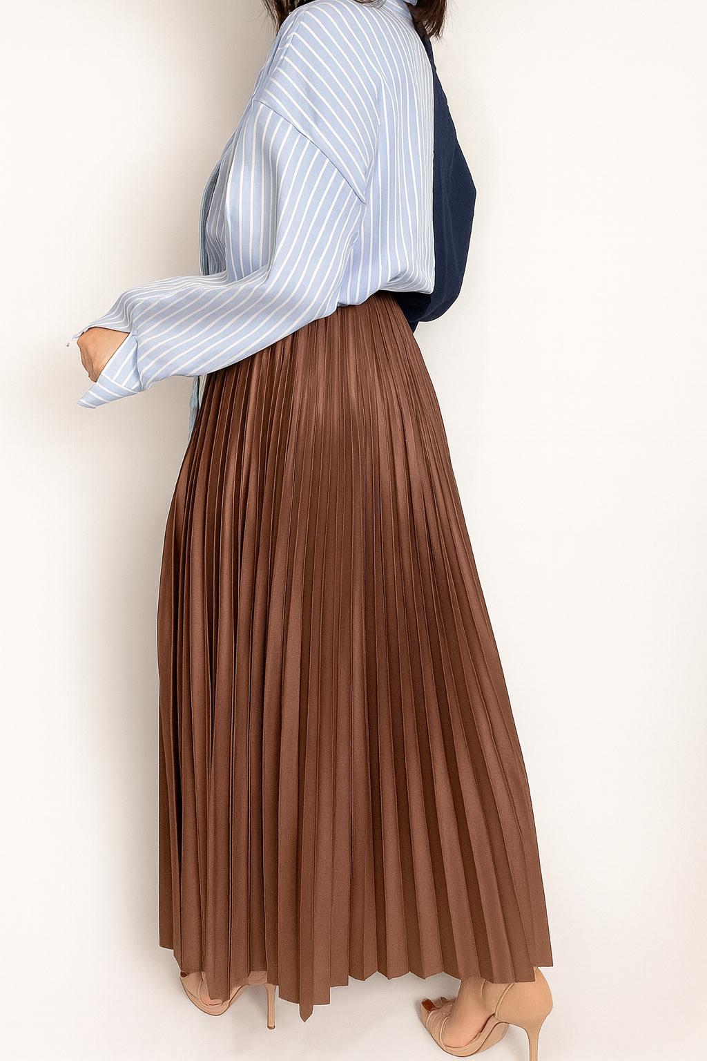 Gonna Plissettata Marrone