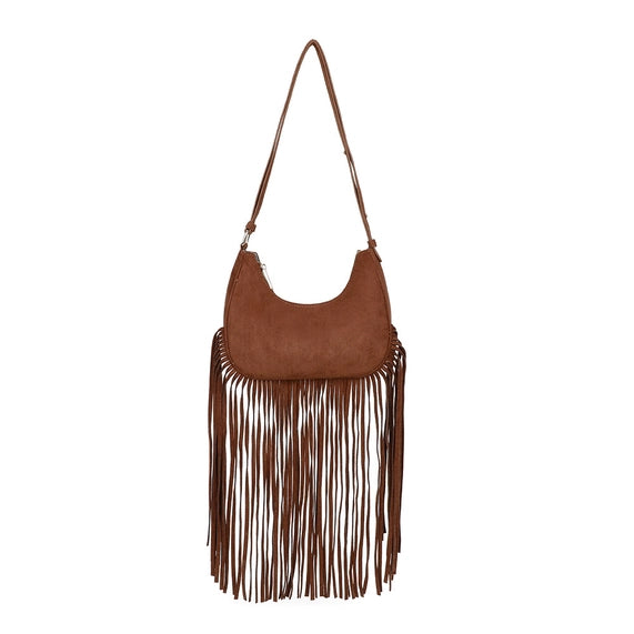 Borsa Frange in camoscio colore Marrone