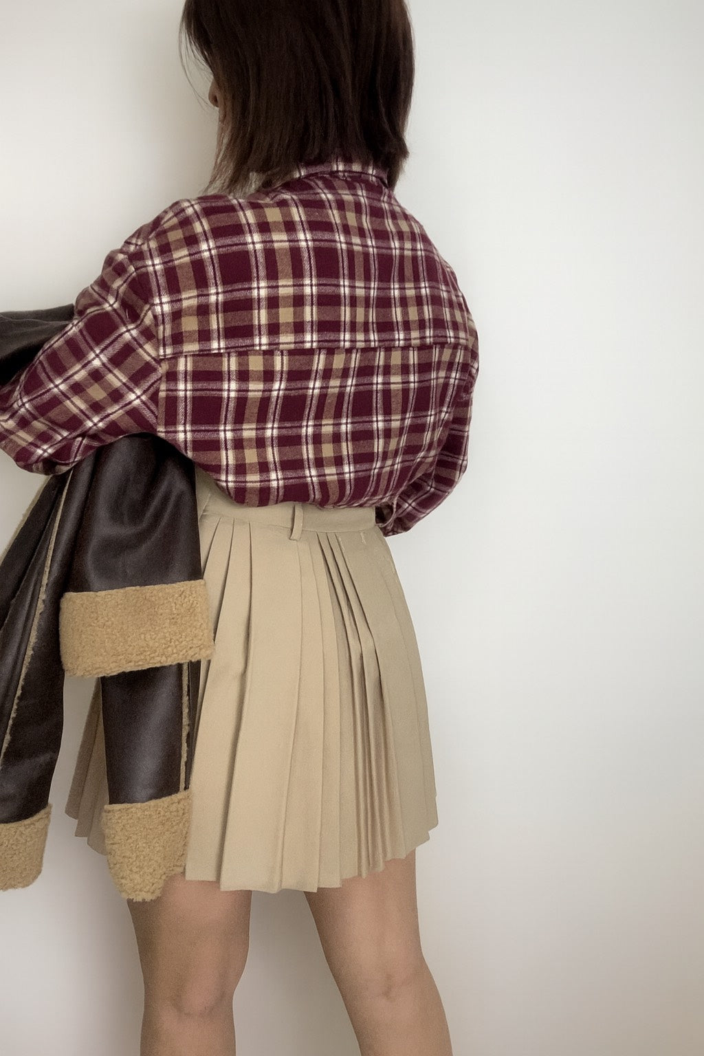 Minigonna Plissettata beige