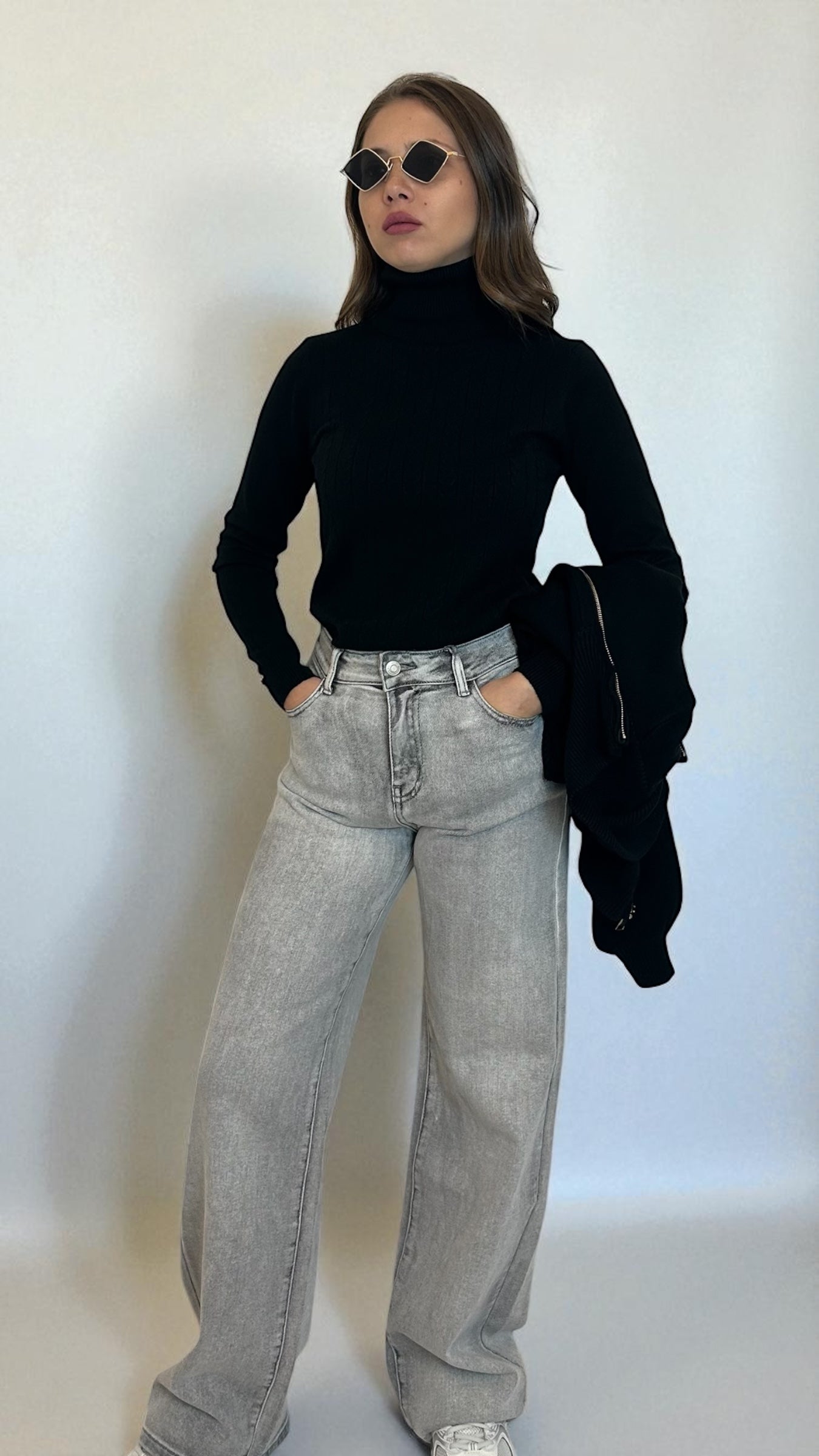 Jeans Gamba larga Grigio chiaro