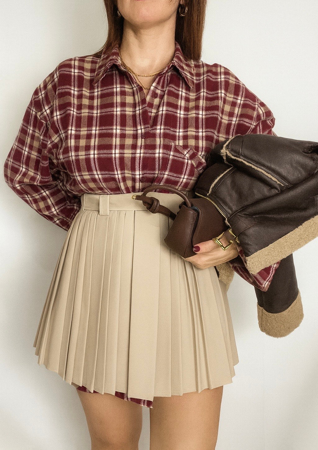 Minigonna Plissettata beige