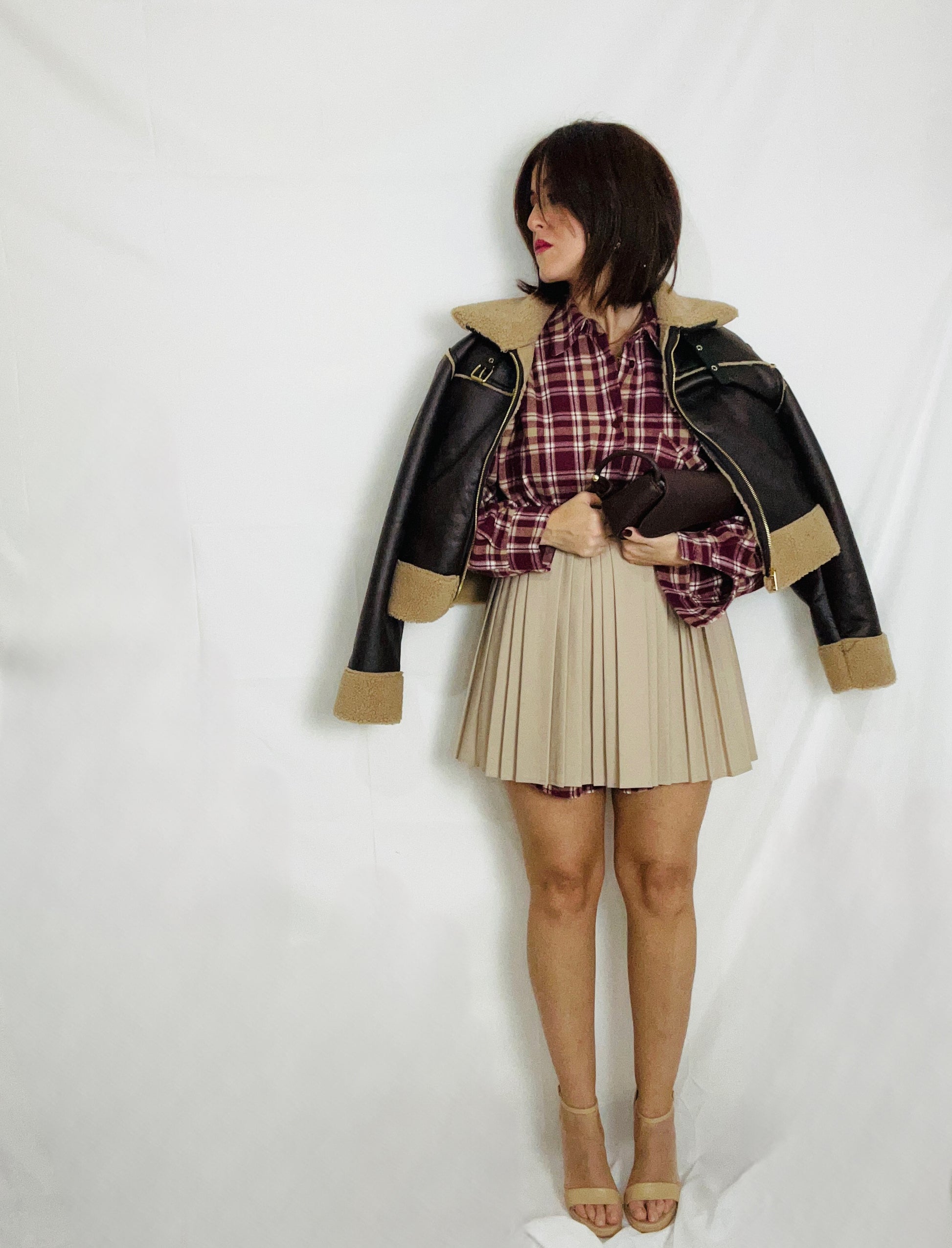 Minigonna Plissettata beige