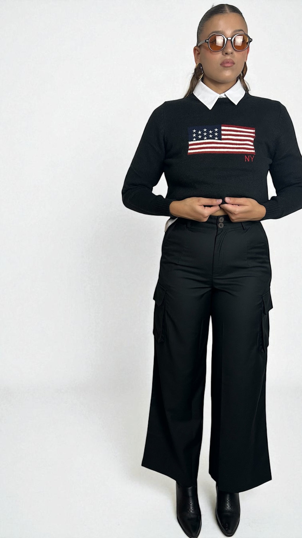 Pantalone cargo nero