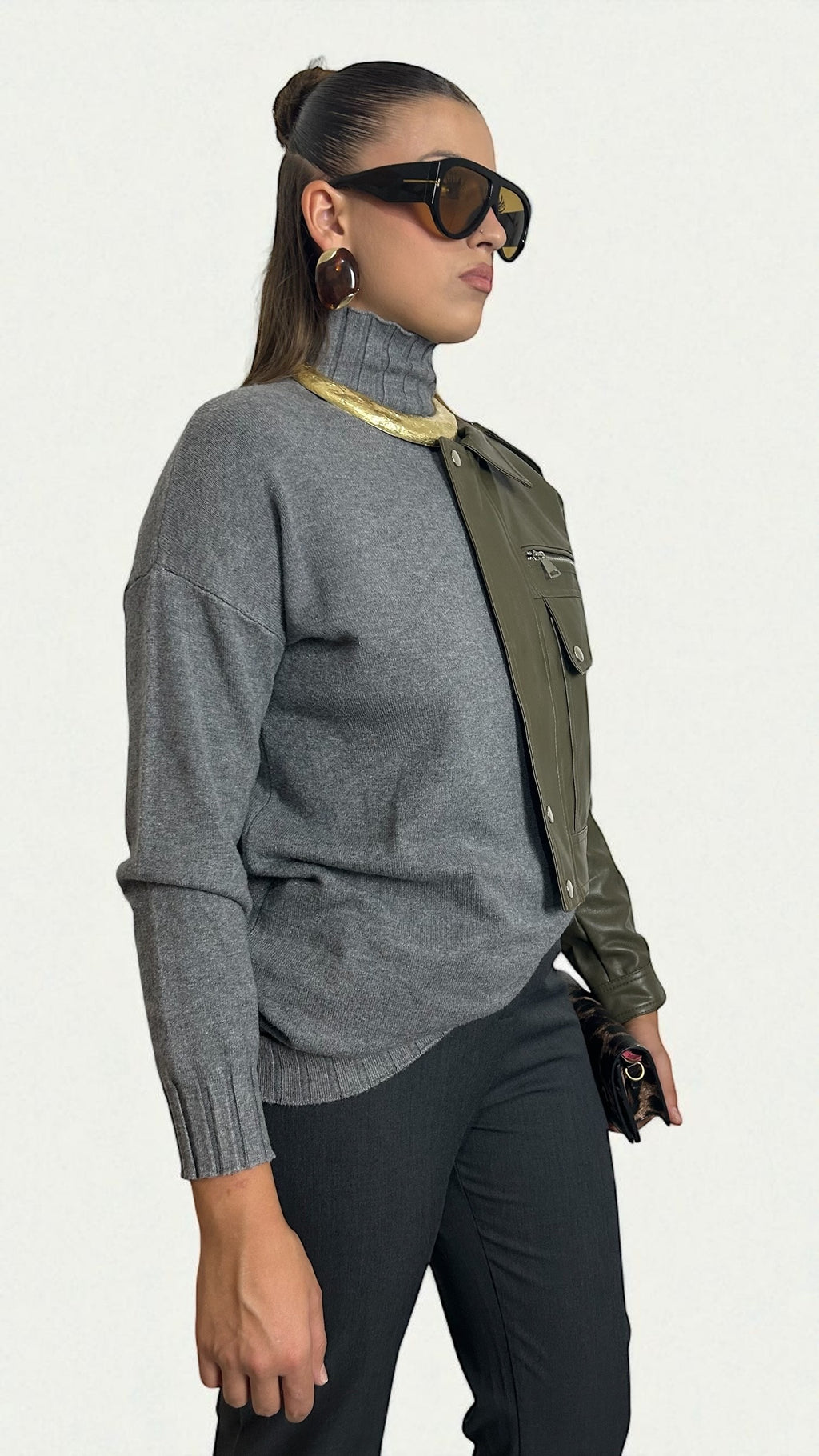 Maglione Grigio mèlange oversize lungo
