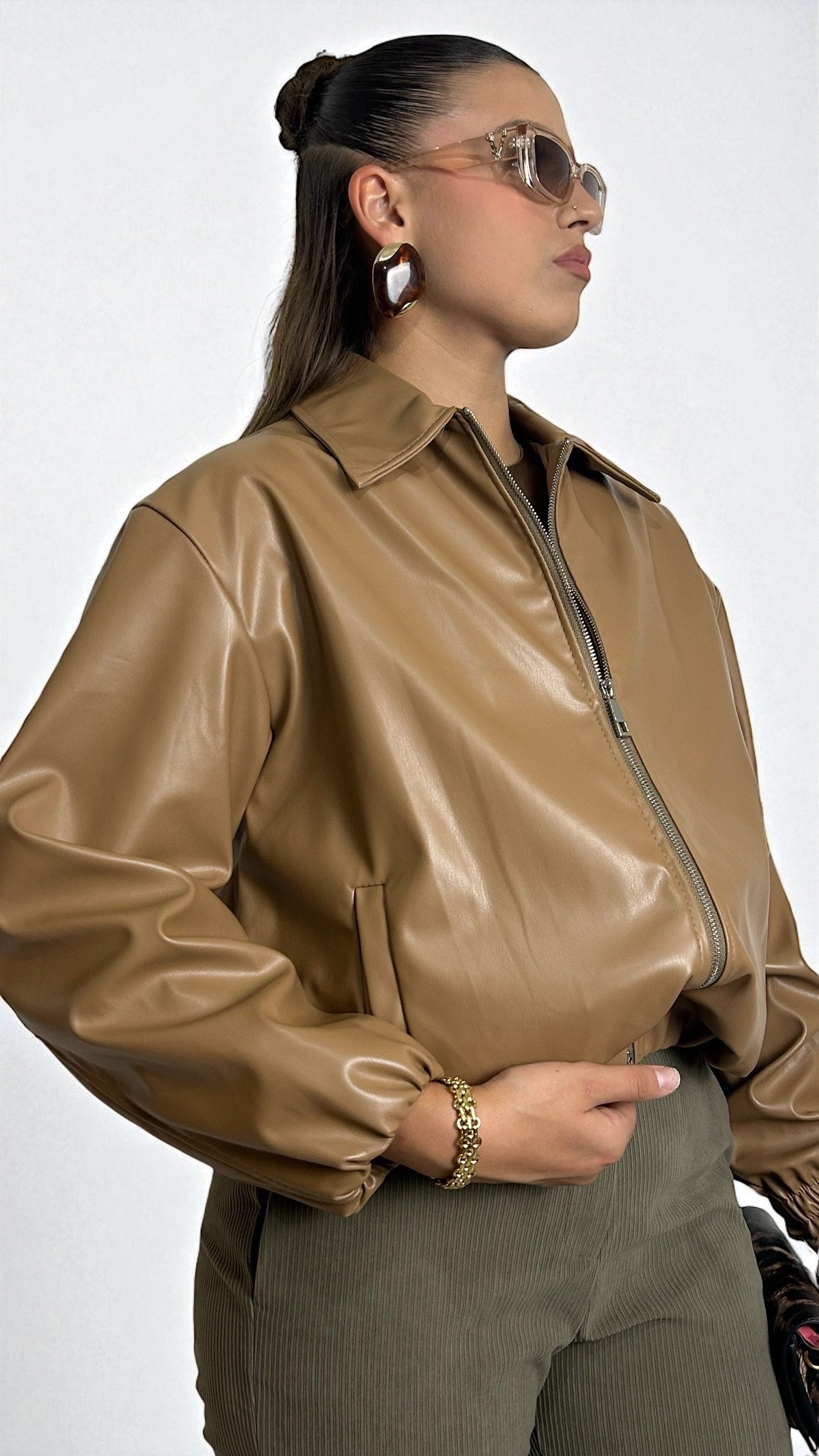 Giubbotto Balloon ecopelle beige