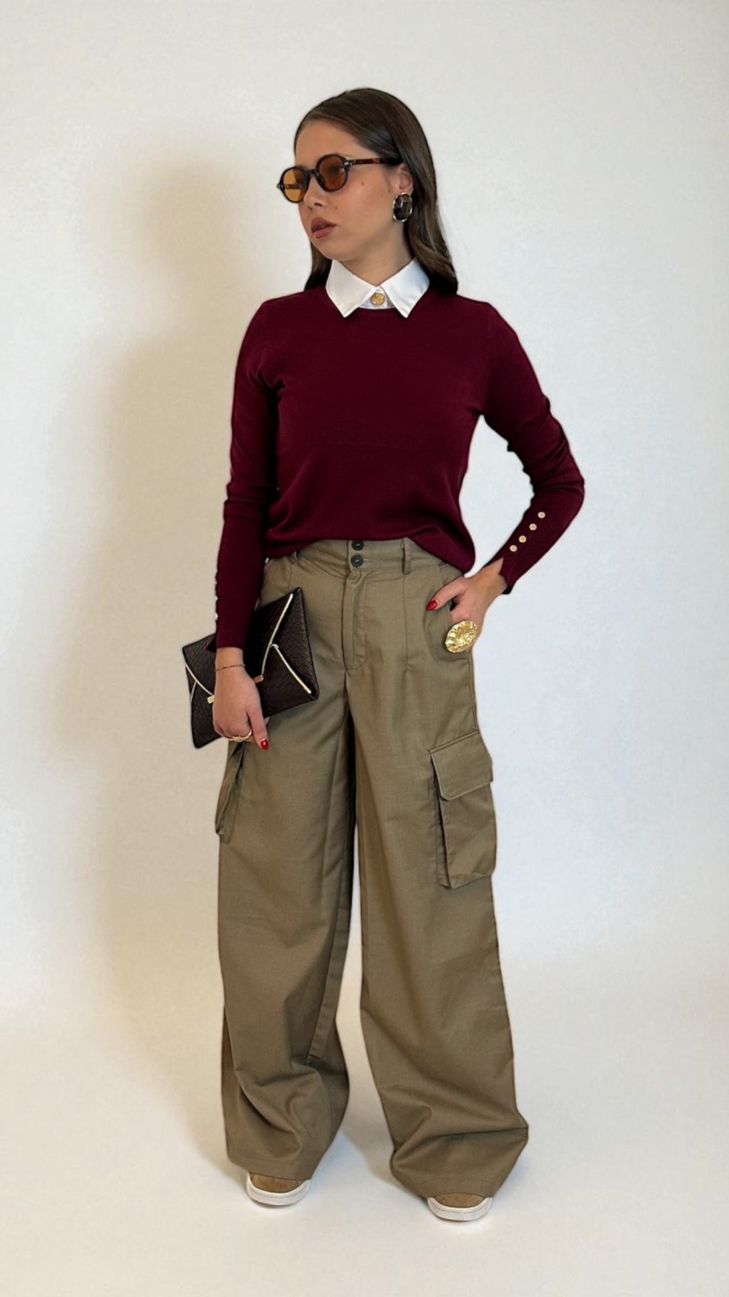 Pantalone cargo beige