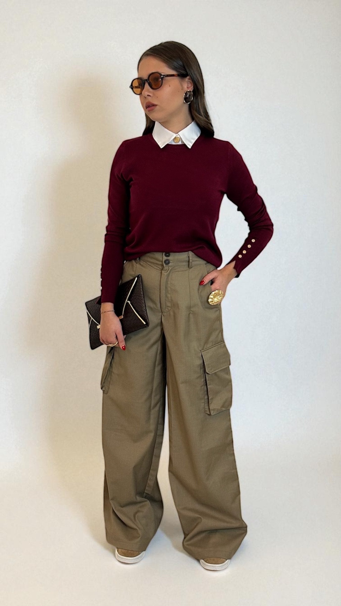 Pantalone cargo beige