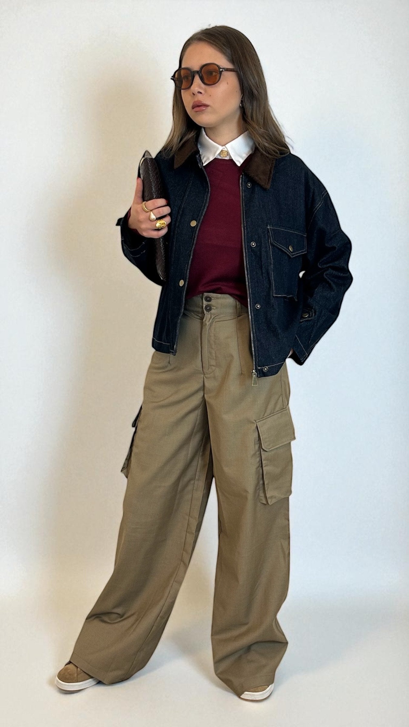 Pantalone cargo beige