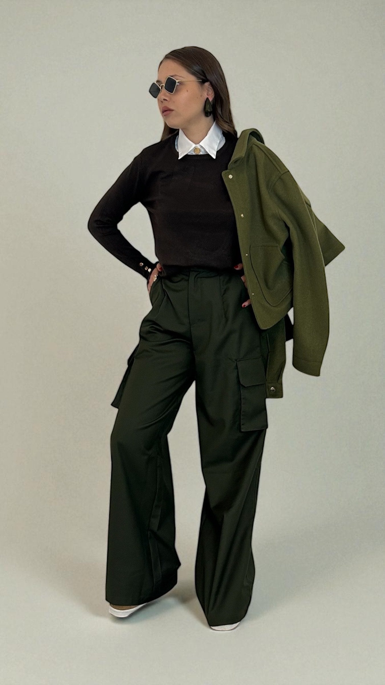 Pantalone cargo verde