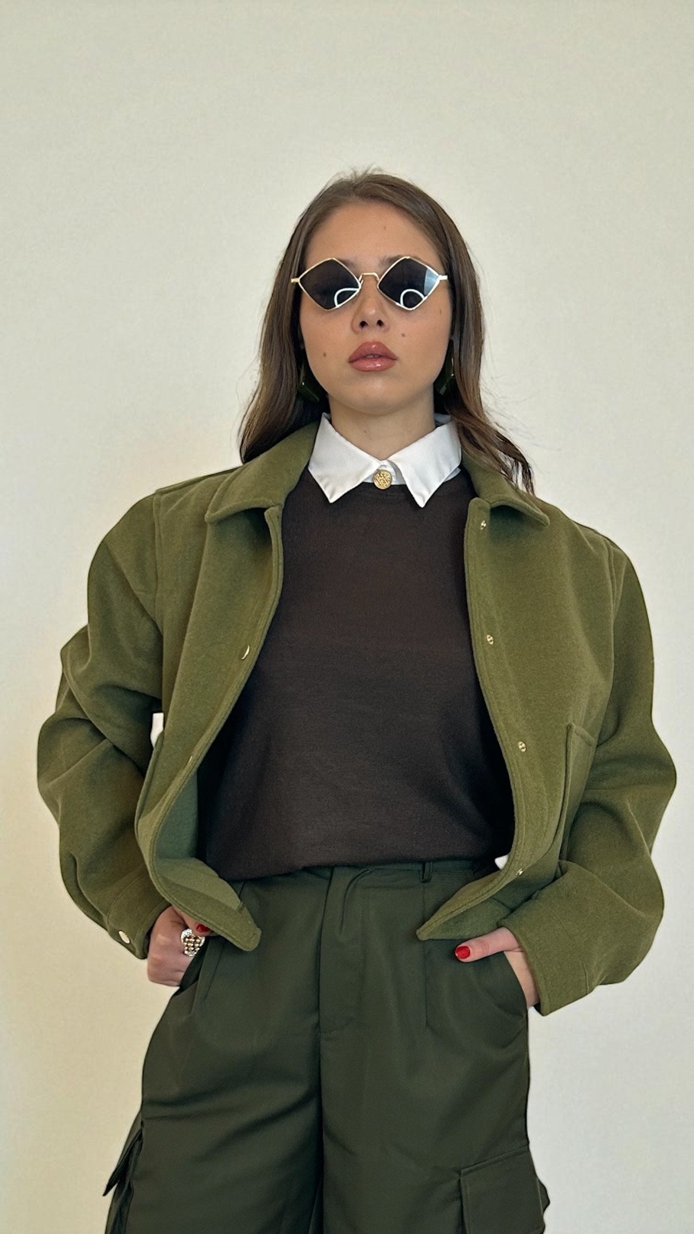 Giubbotto in panno verde oliva