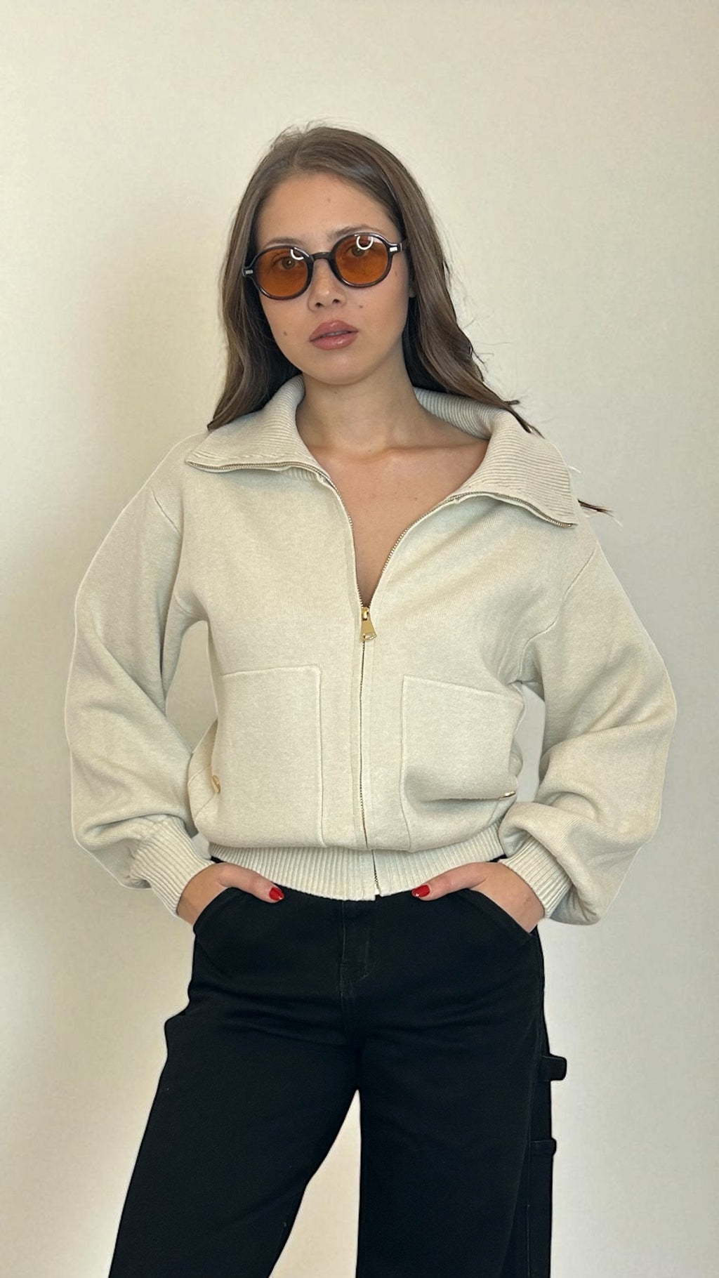 Felpa/Giacca color Pietra