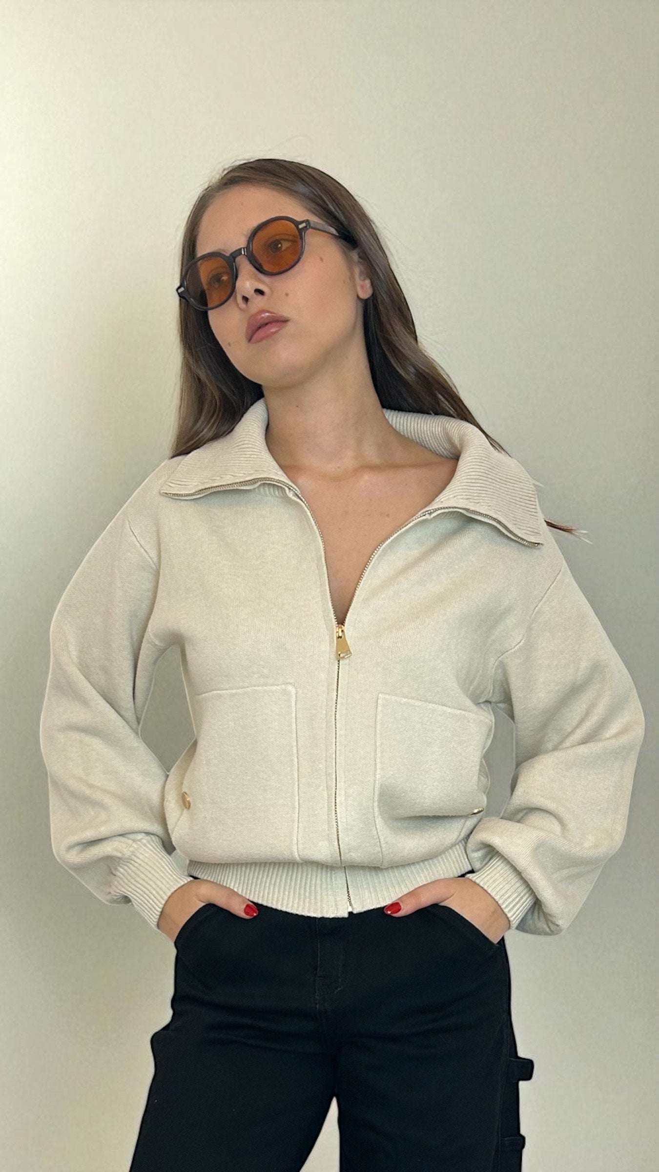 Felpa/Giacca color Pietra