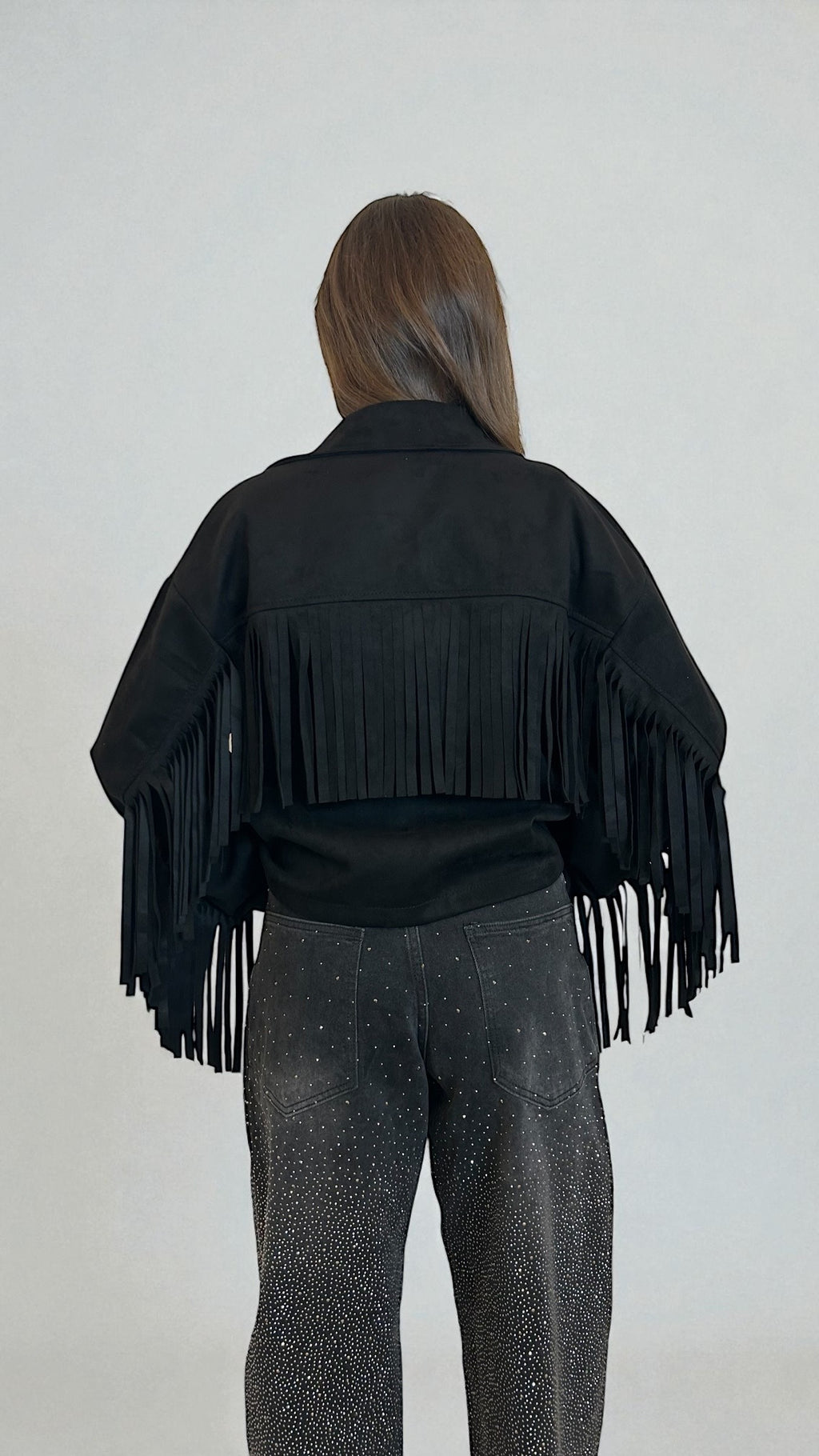 Giacca in camoscio nero