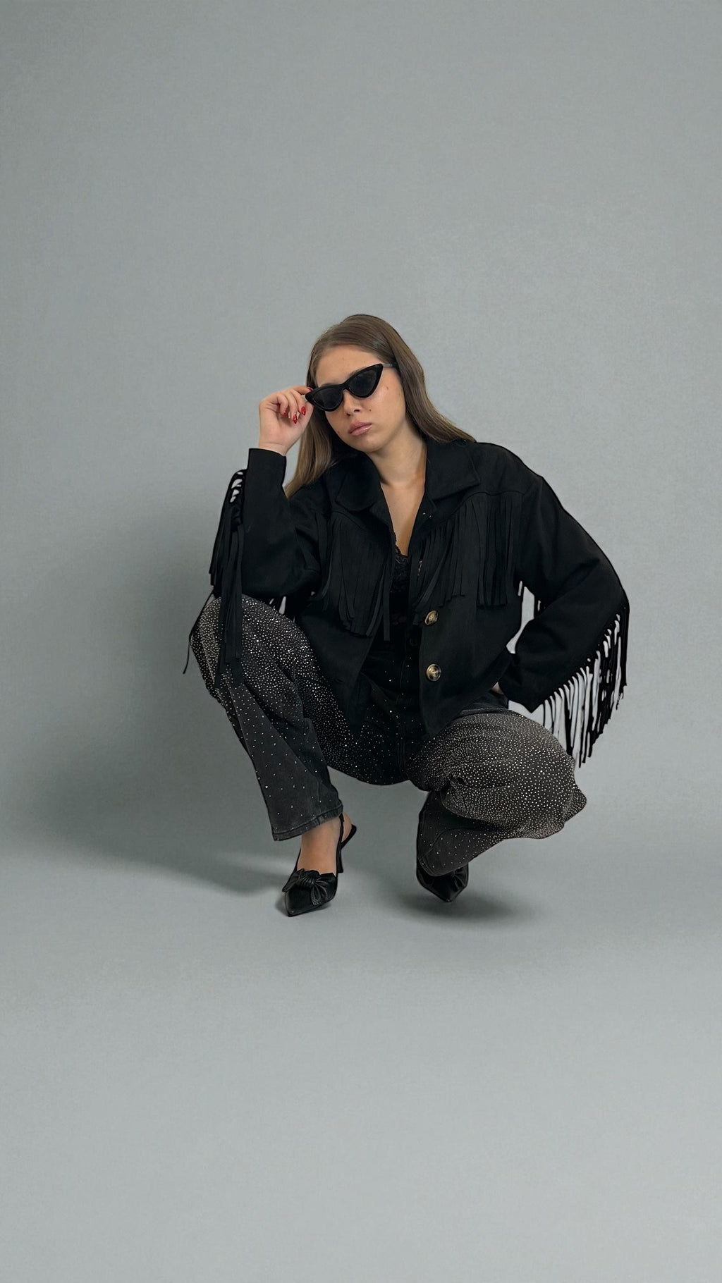 Giacca in camoscio nero