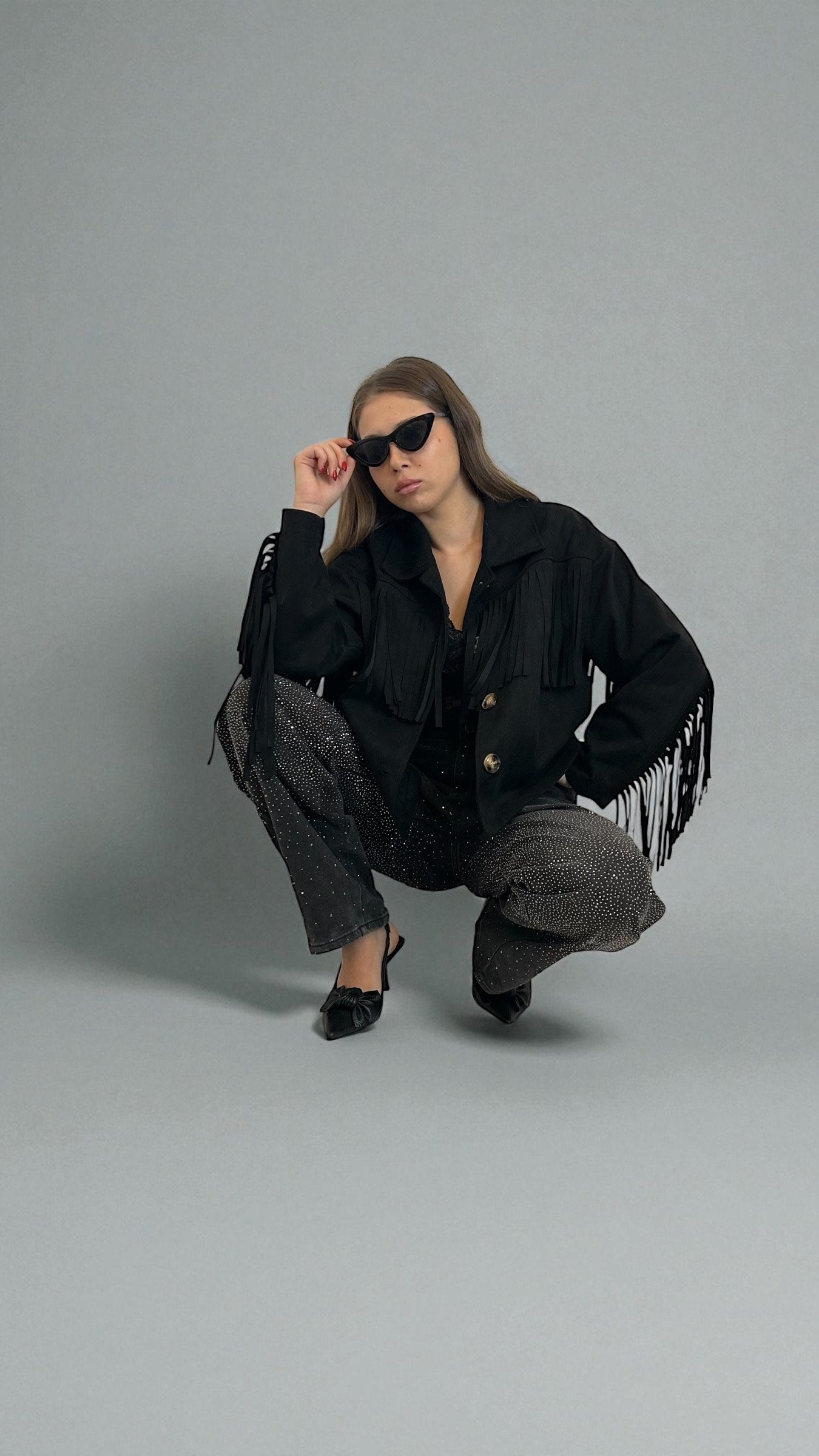 Giacca in camoscio nero