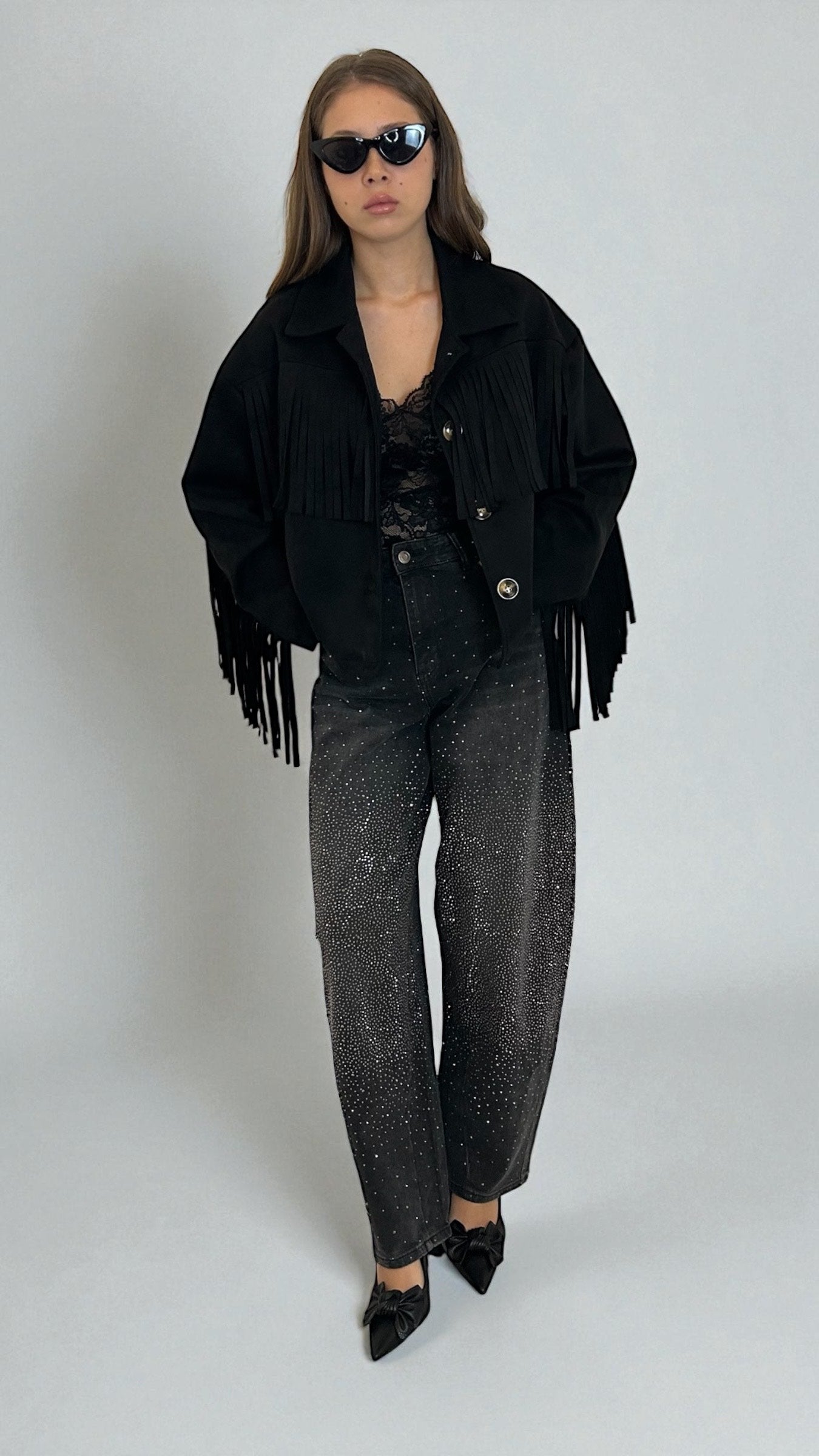 Giacca in camoscio nero