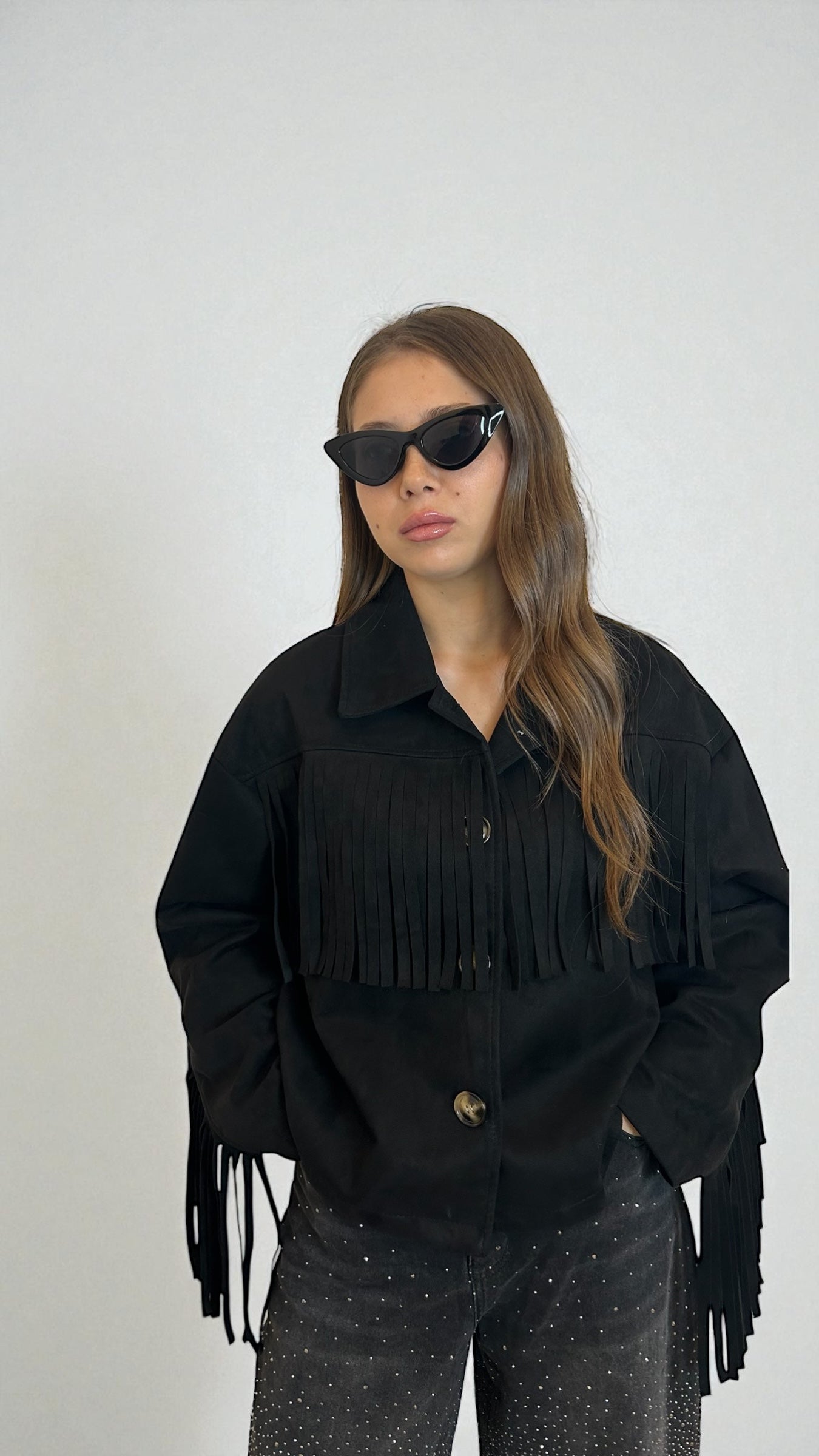 Giacca in camoscio nero