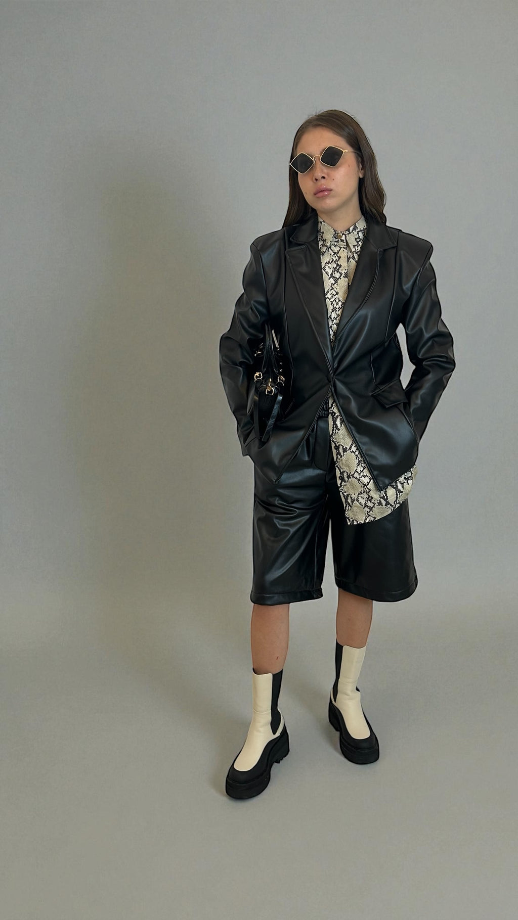 Giacca in ecopelle Nera