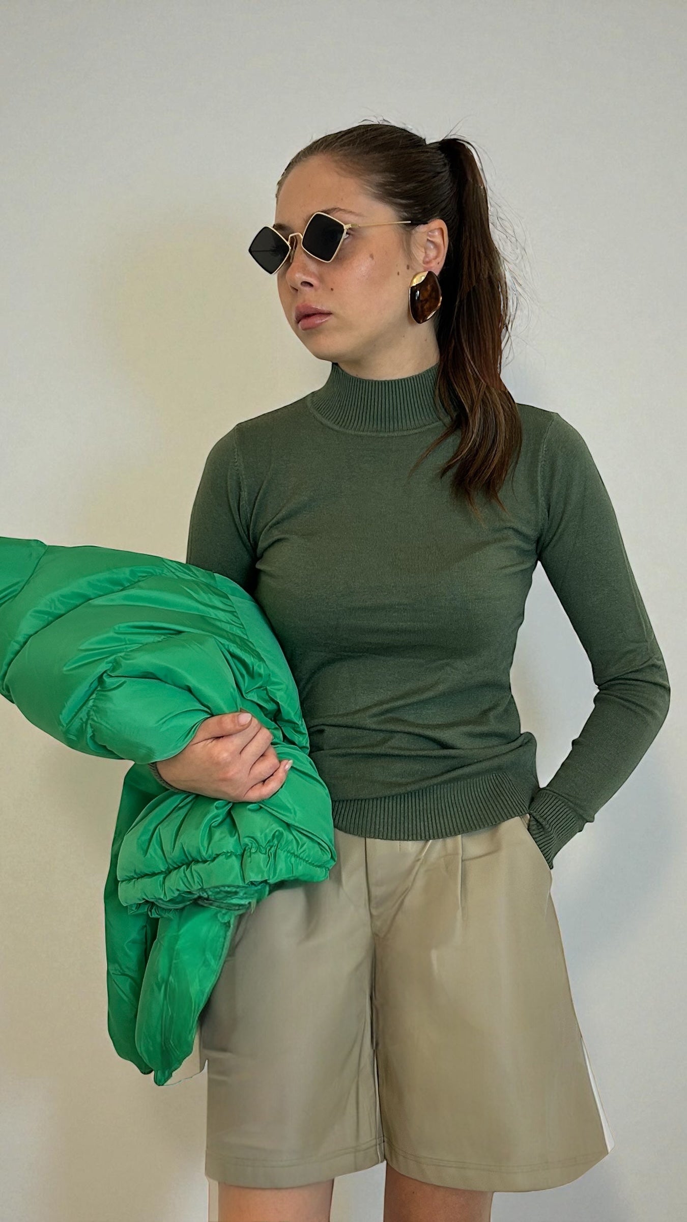 Maglioncino a mezzo collo Verde menta