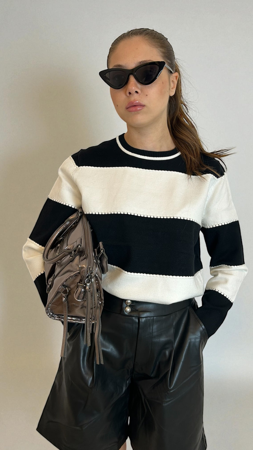 Maglione rigato Bianco/Nero