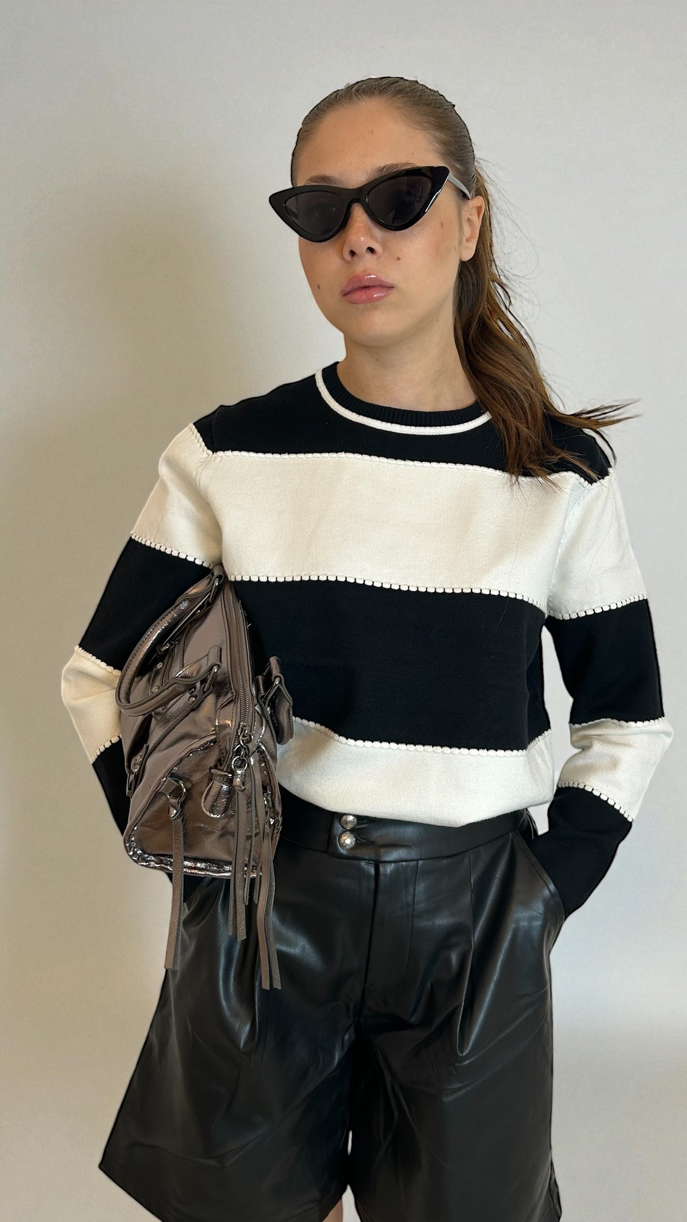 Maglione rigato Bianco/Nero