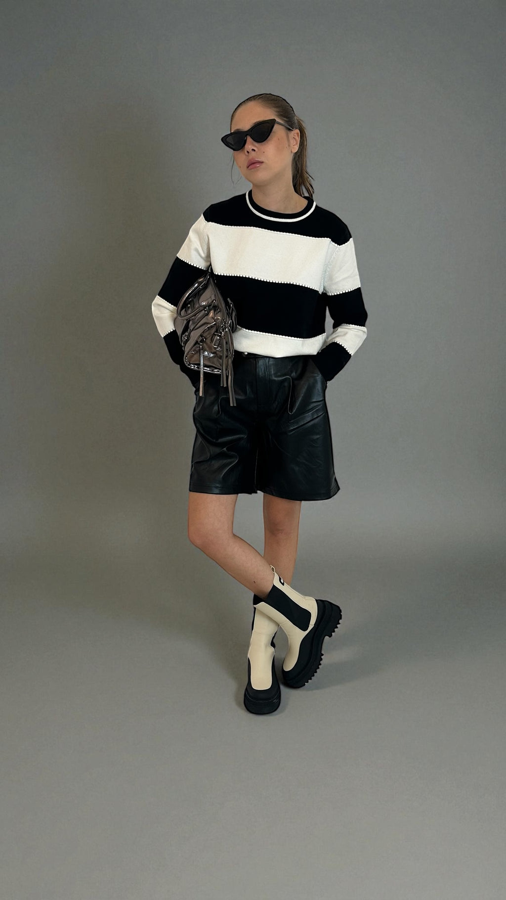 Maglione rigato Bianco/Nero