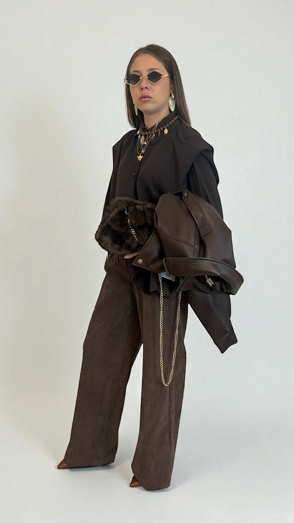 Camicia Marrone con spalline