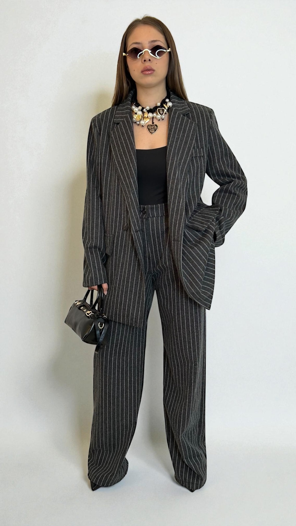 Tailleur Gessato Grigio Antracite