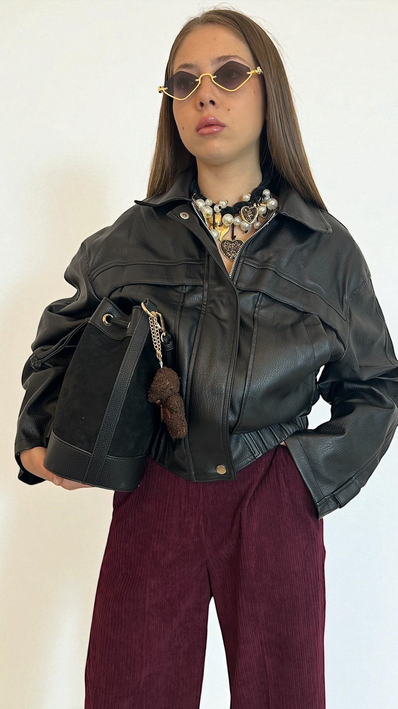 Giubbotto ecopelle nero