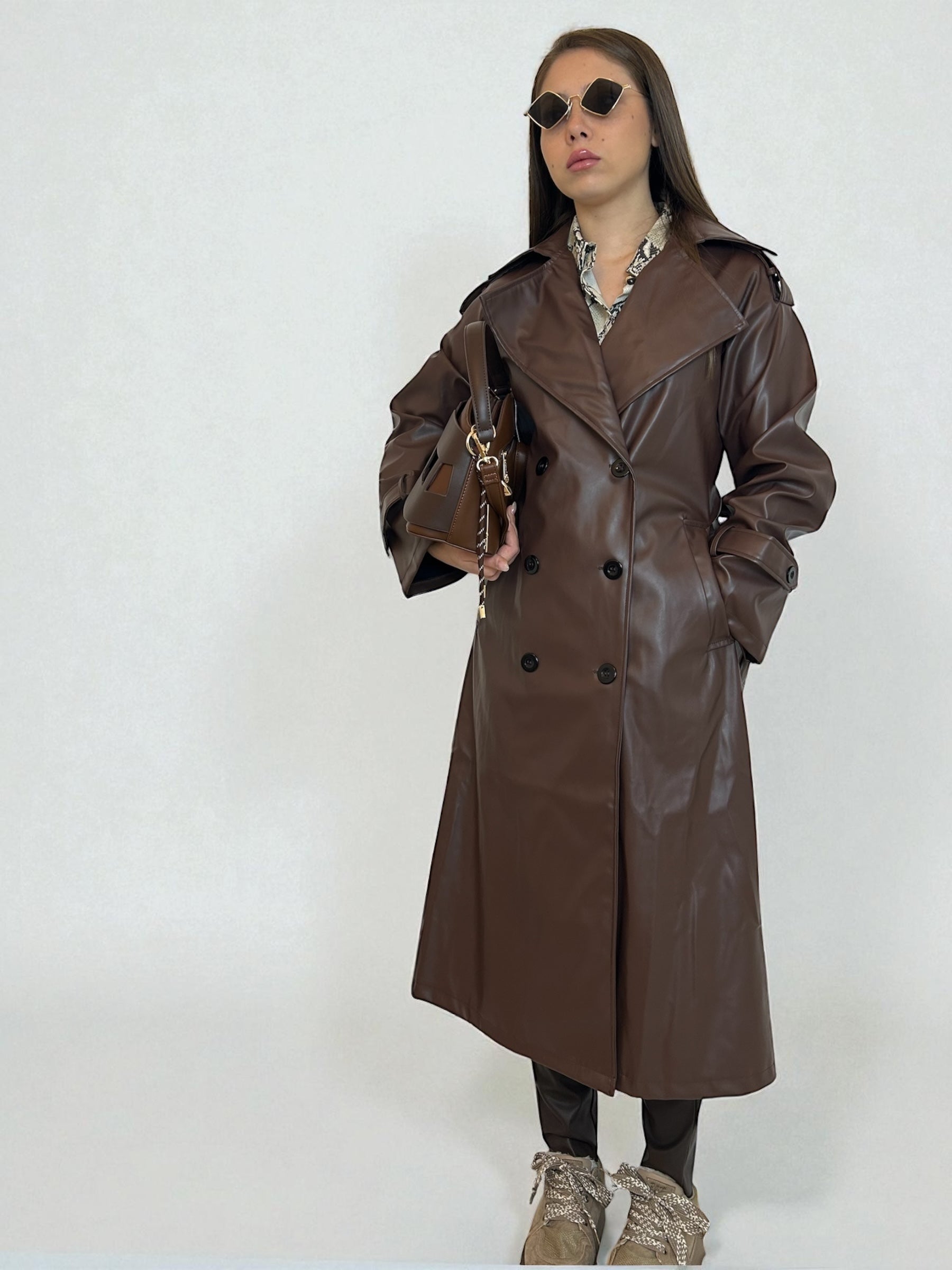 Trench  ecopelle marrone