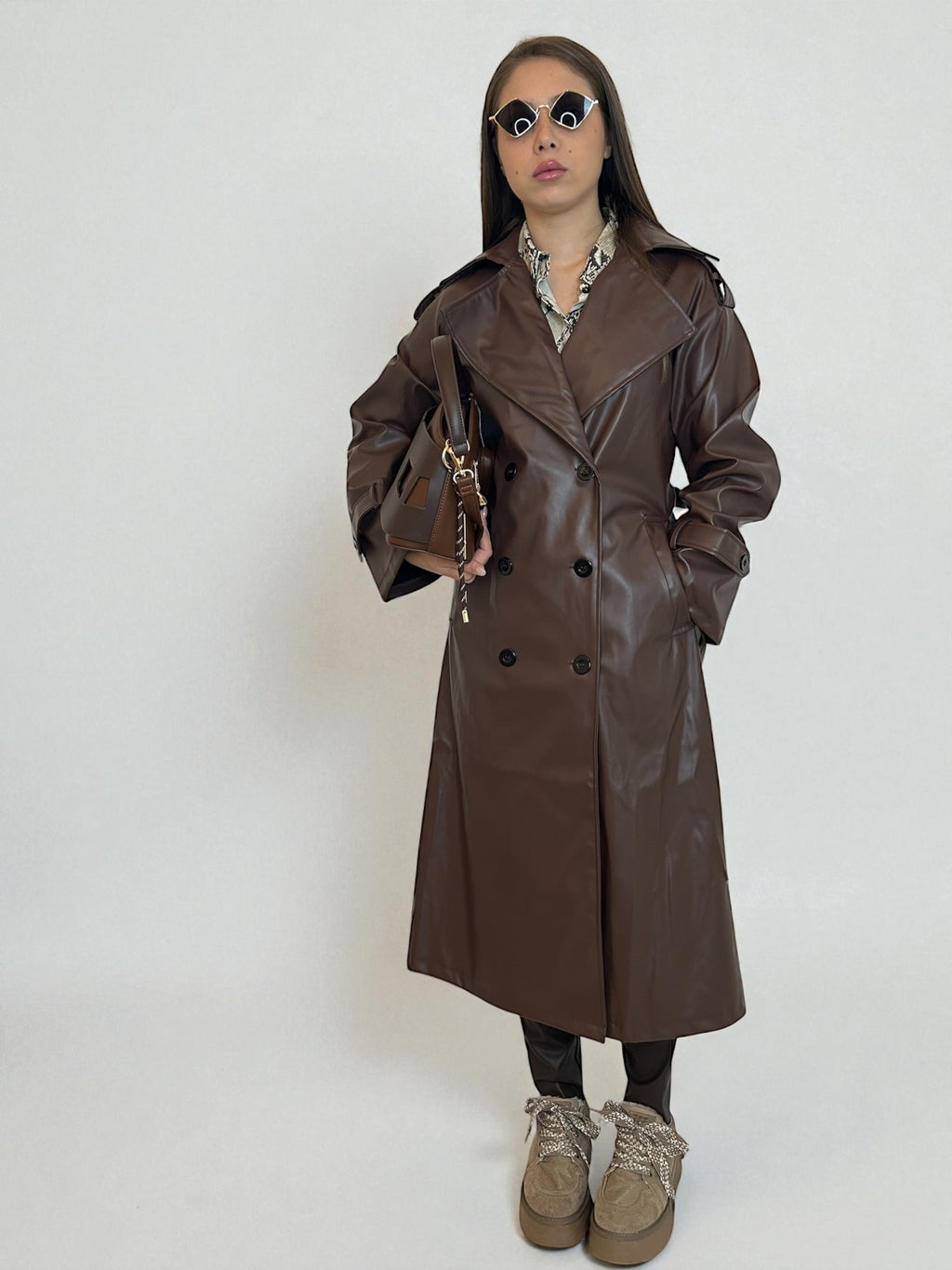 Trench  ecopelle marrone