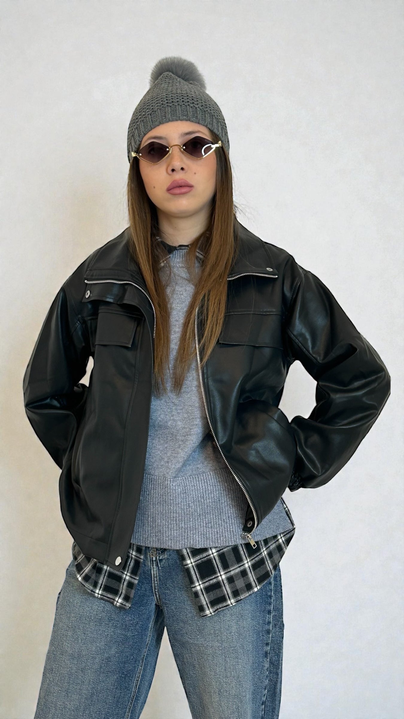 Giubbotto Ecopelle Nero Lumina