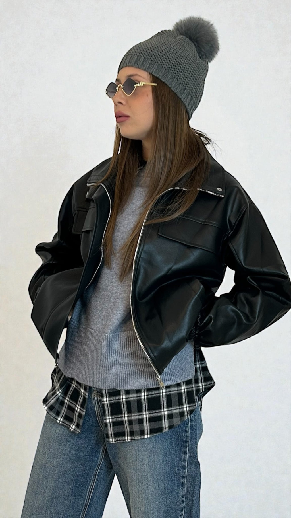 Giubbotto Ecopelle Nero Lumina