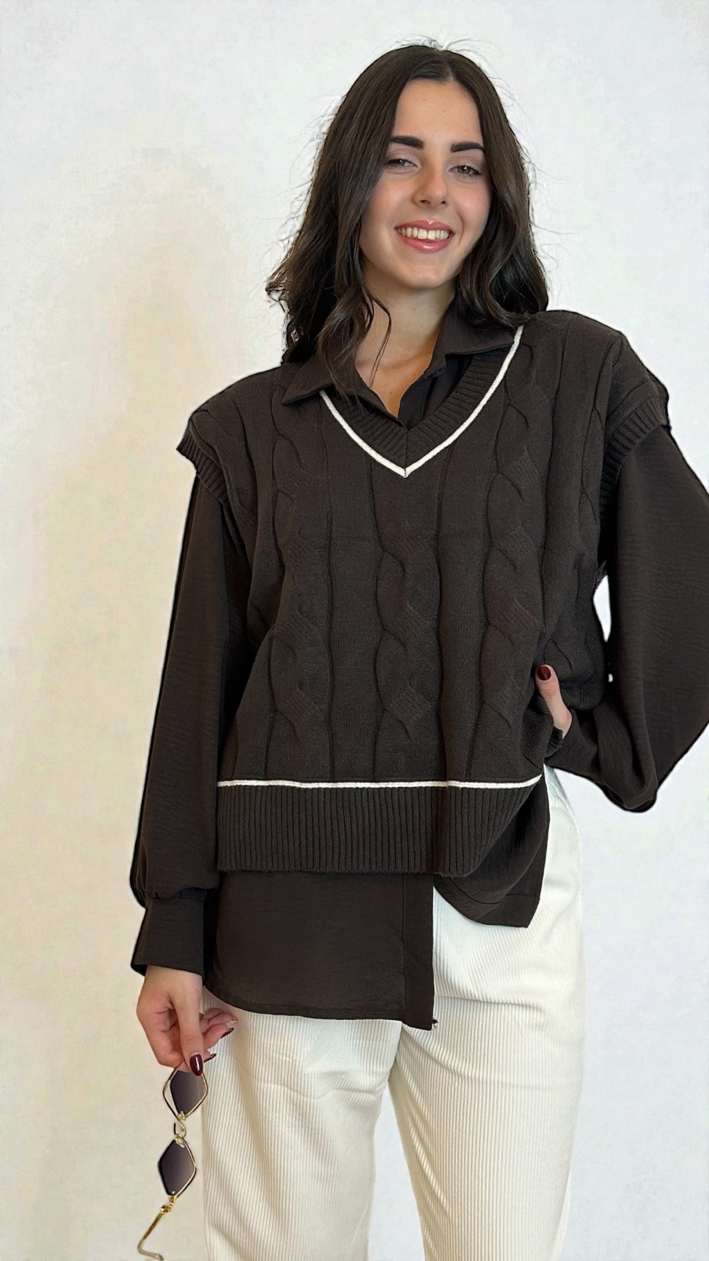 Maglia Gilet Marrone