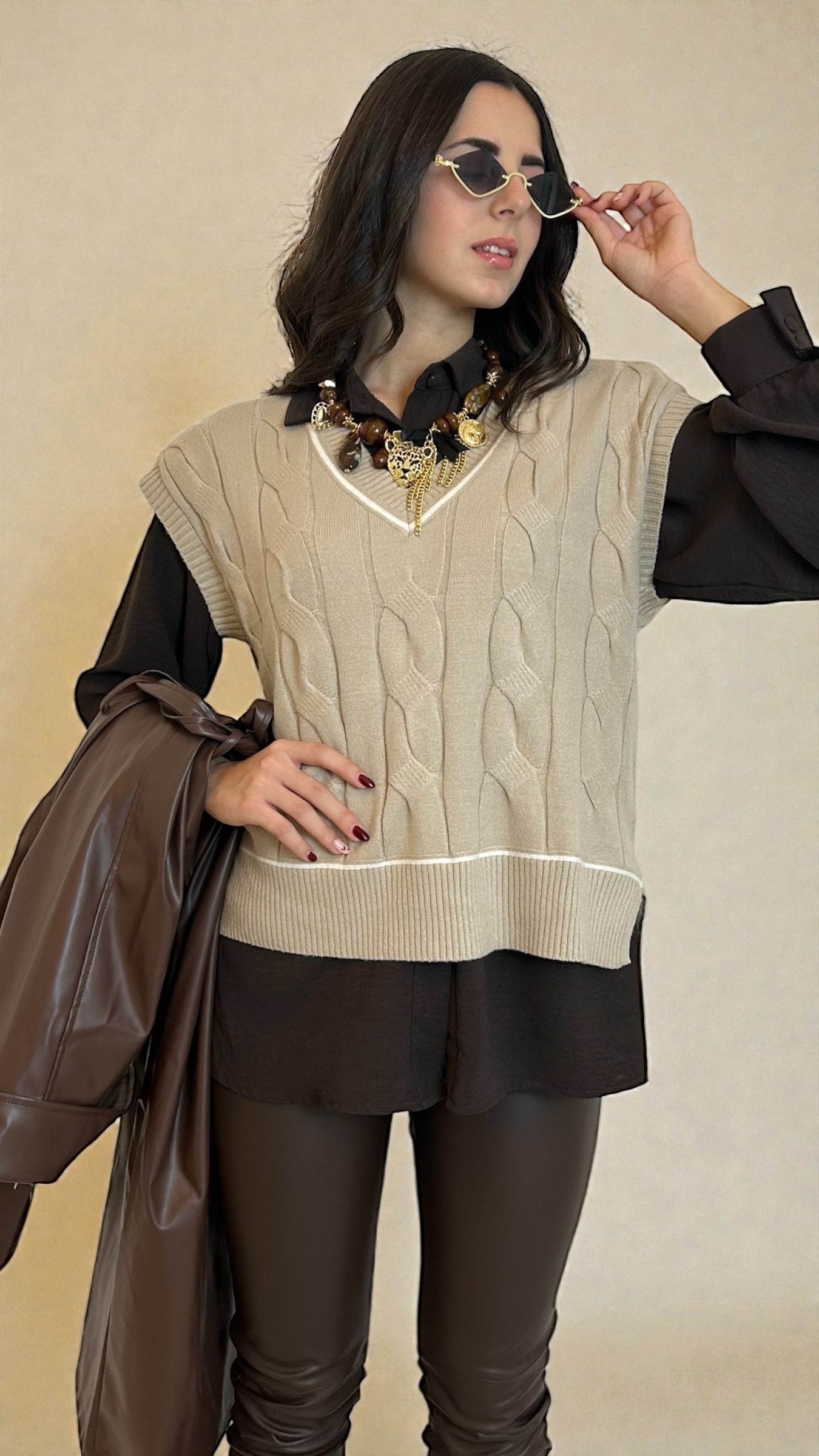 Maglia Gilet Beige
