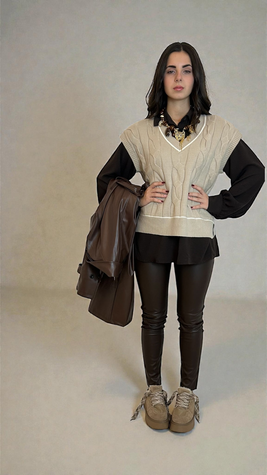 Maglia Gilet Beige