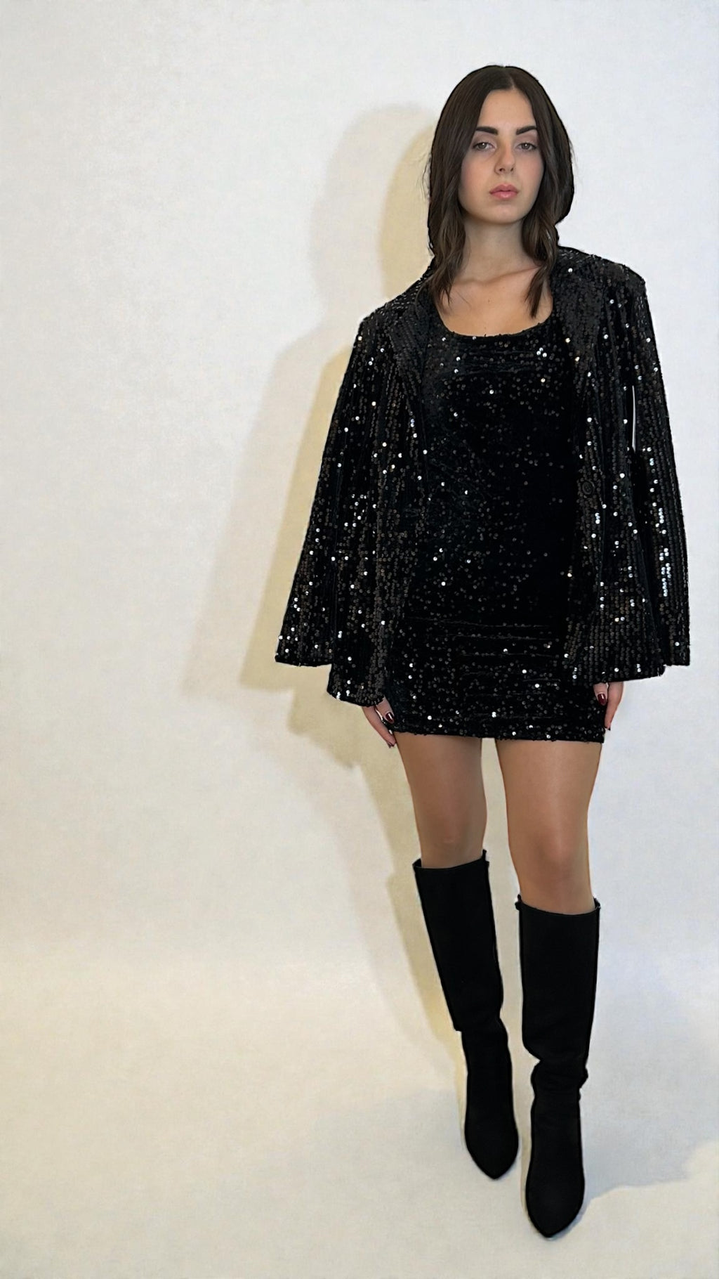 Mini Dress Nero Paillettes