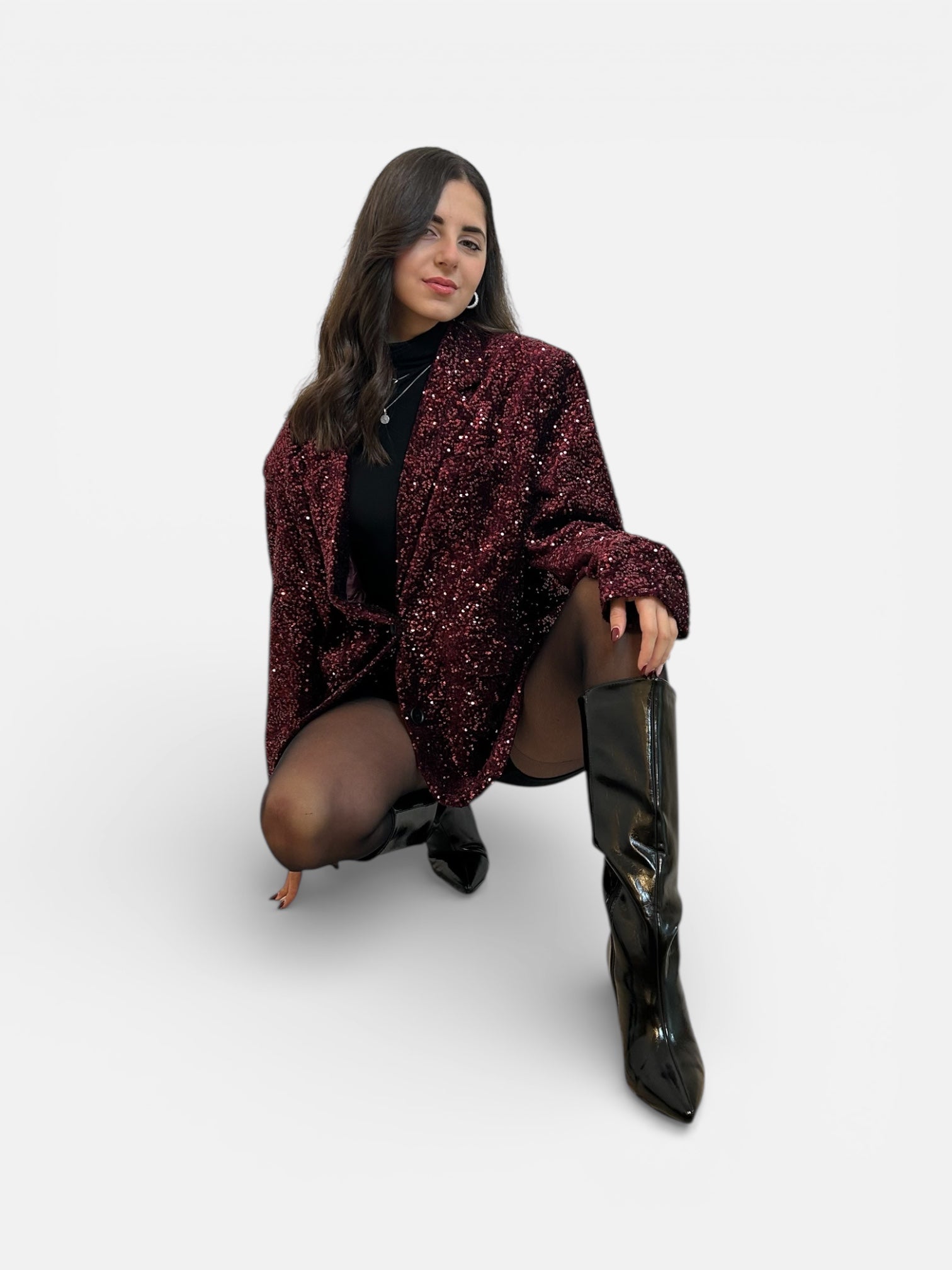 Blazer Over-size Burgundy Paillettes