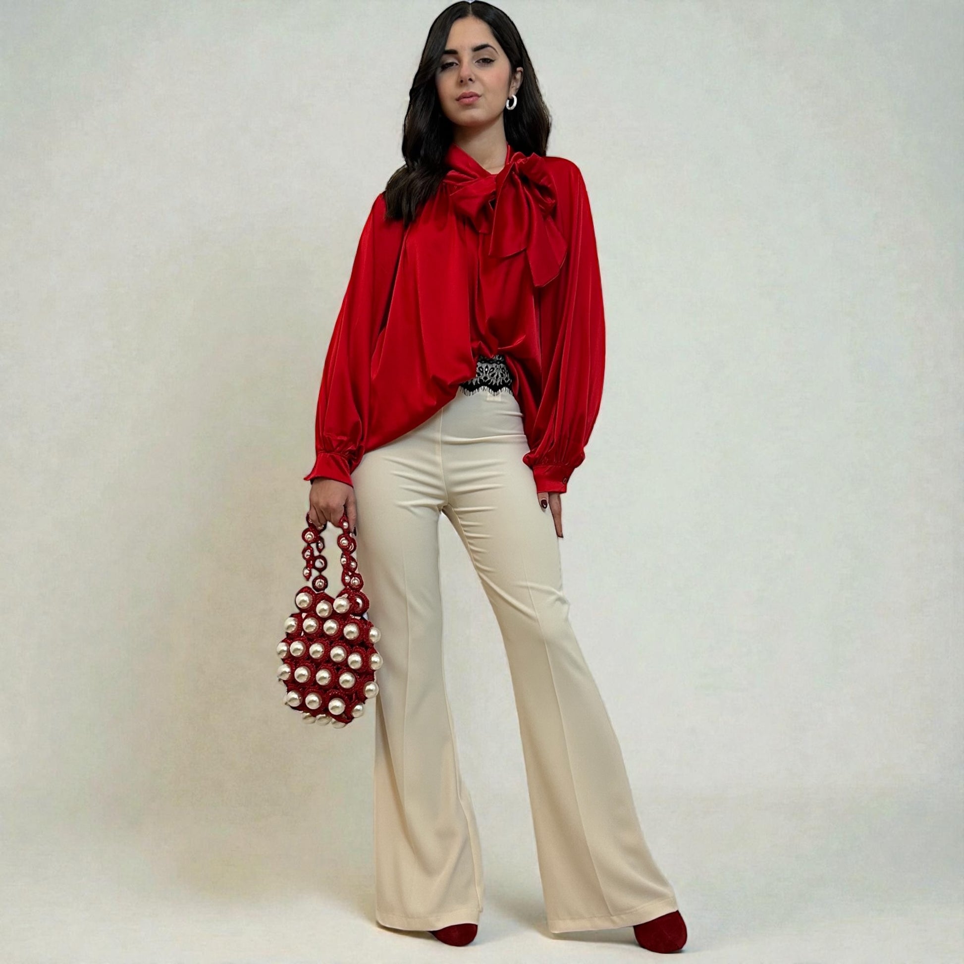 Pantalone Panna con dettaglio pizzo