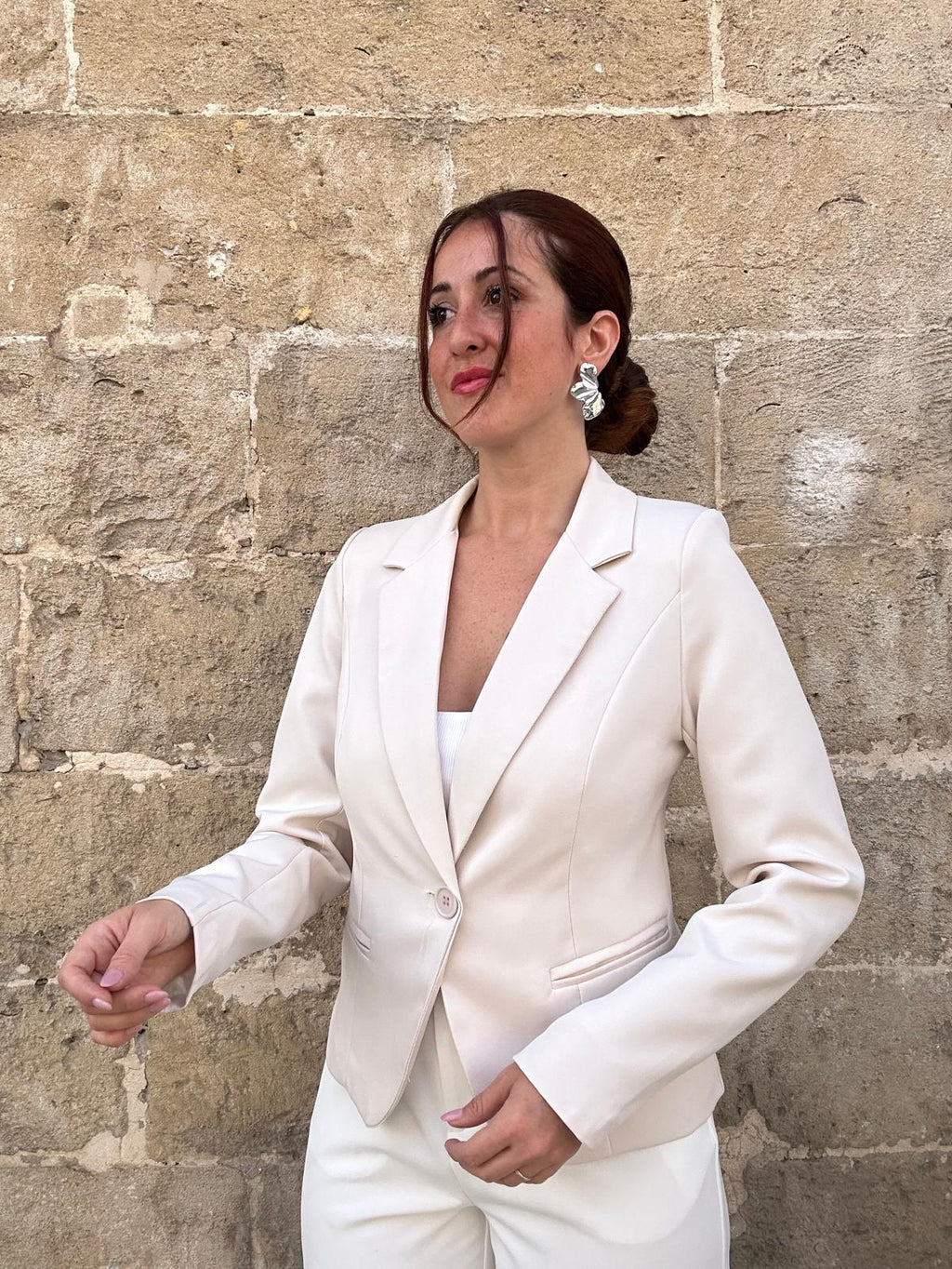 Giacca Elegante Panna Taglio Slim