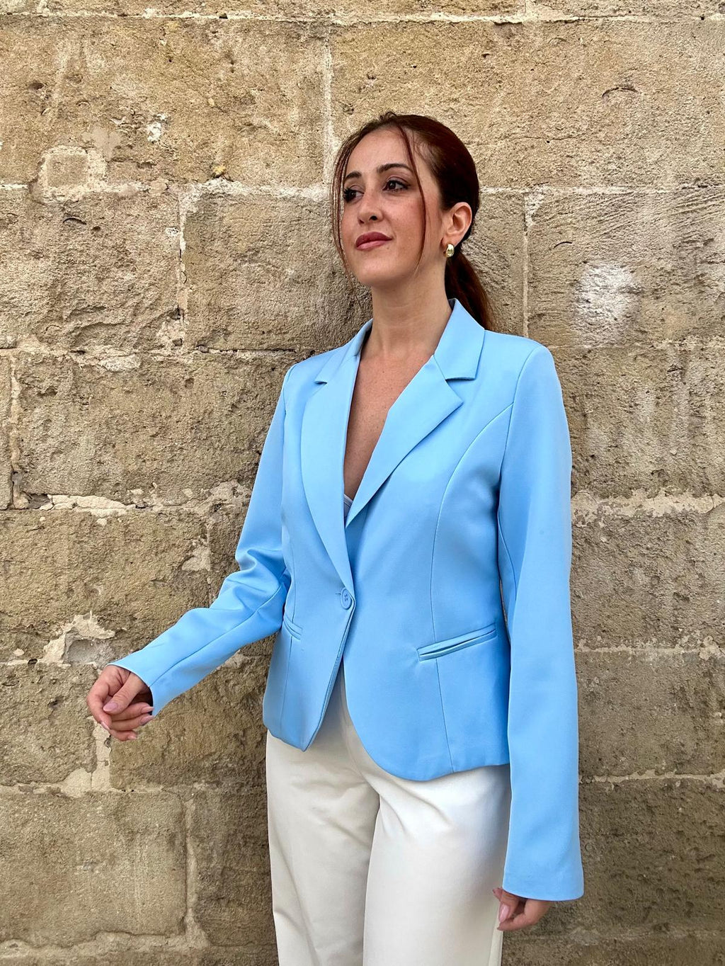 Giacca Elegante - Celeste un bottone taglio slim