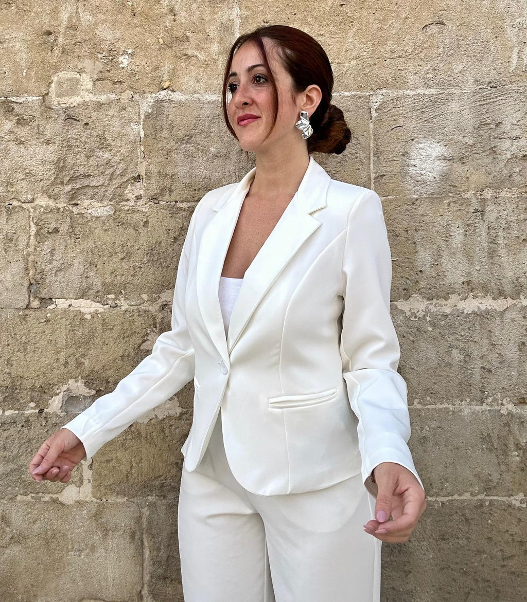 Giacca Elegante Bianca Taglio Slim