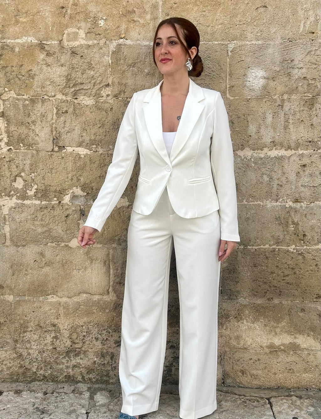 Giacca Elegante Bianca Taglio Slim