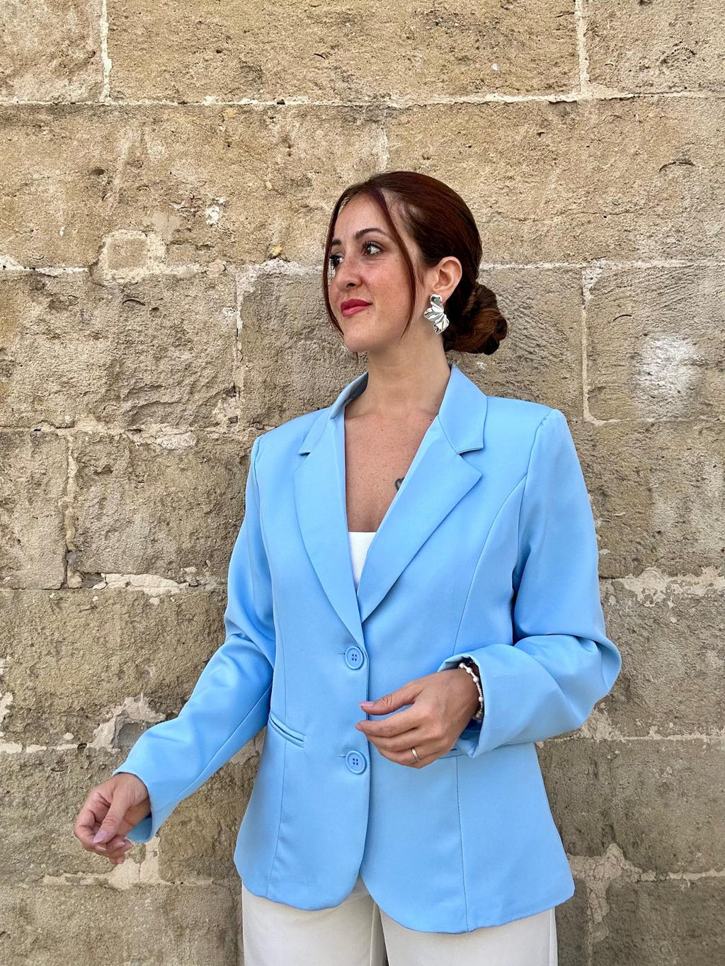 Giacca Elegante- Azzurra con Due Bottoni